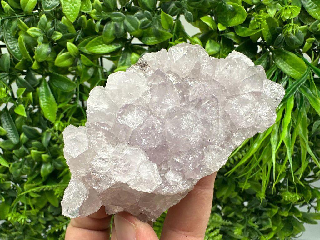 Natural Calcite on Quartz with Amethyst and Chlorite, Rare Mineral Specimen