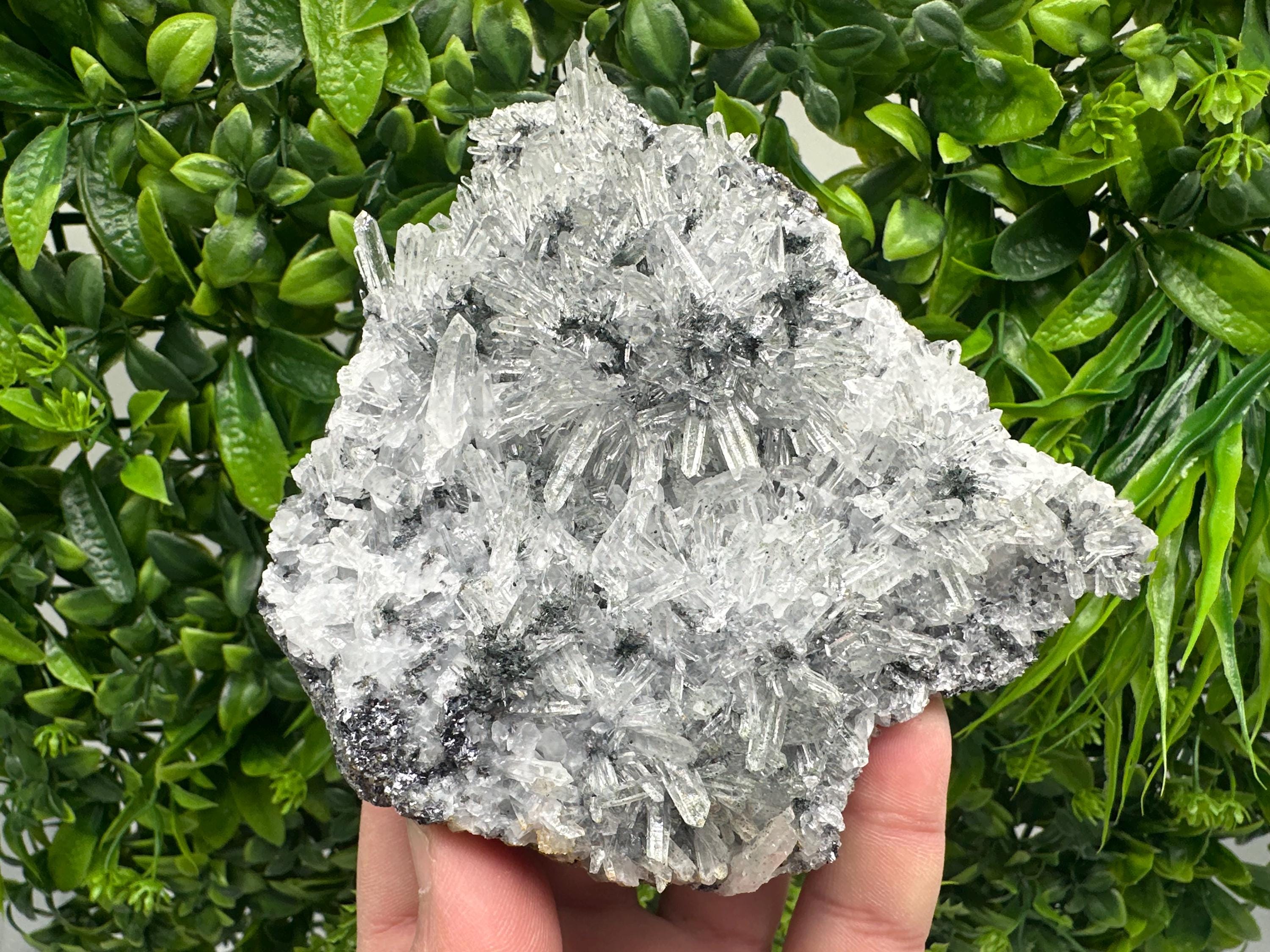 Quartz Cluster with Black Sphalerite, Home Decor Stone
