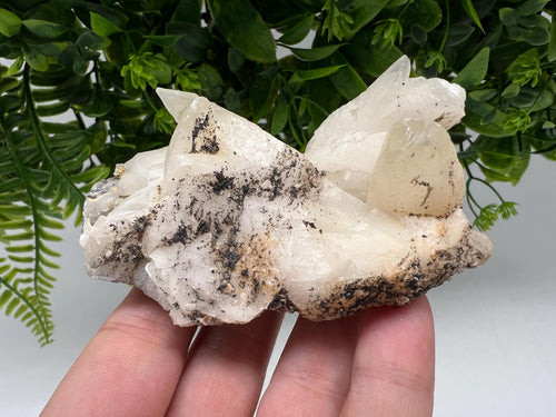 Calcite on Green Quartz: Djurcovo Mine, Bulgaria Healing Crystal