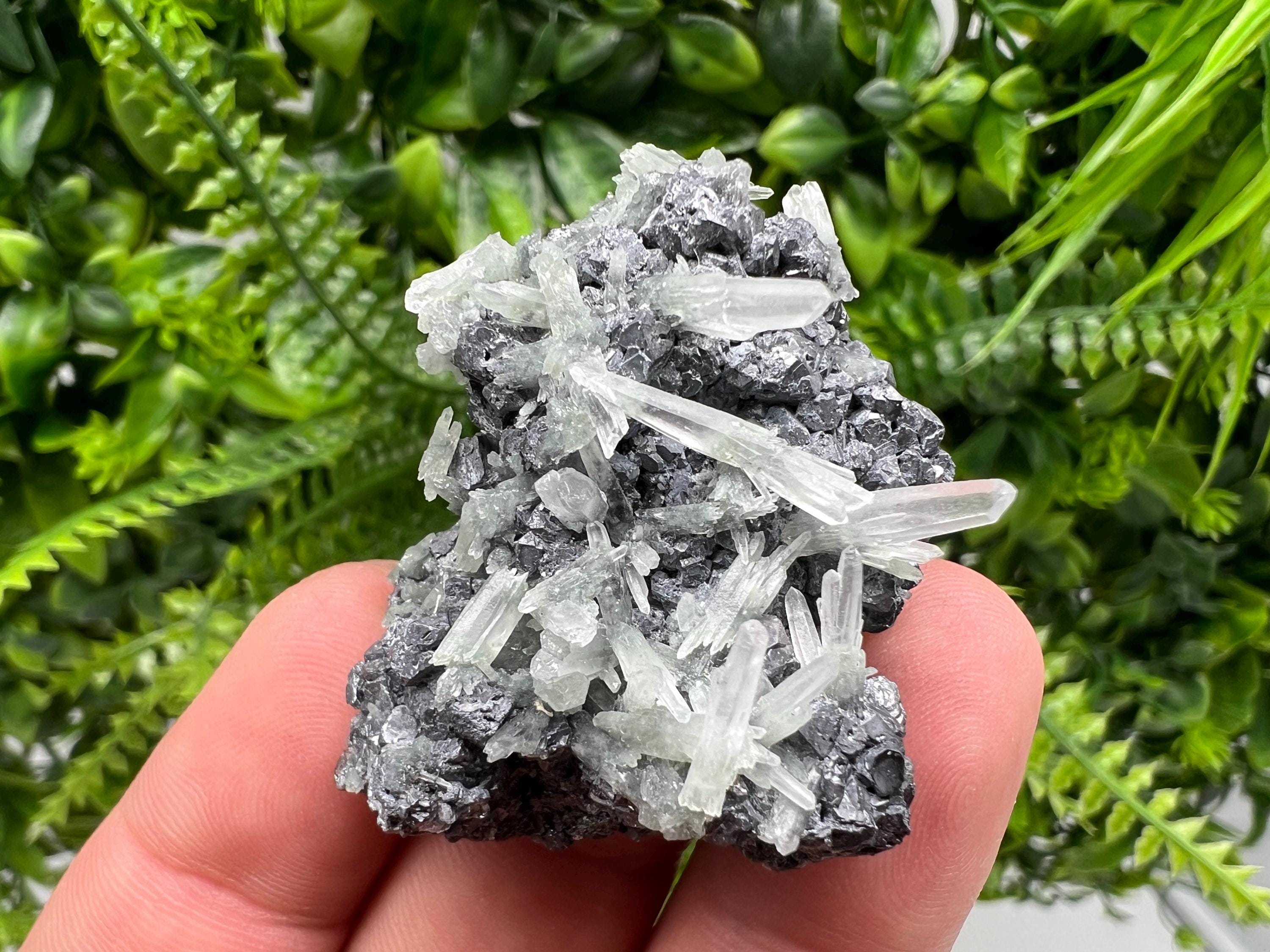 Galena with Green Quartz, Bulgarian Mineral Specimen, Crystal Decor