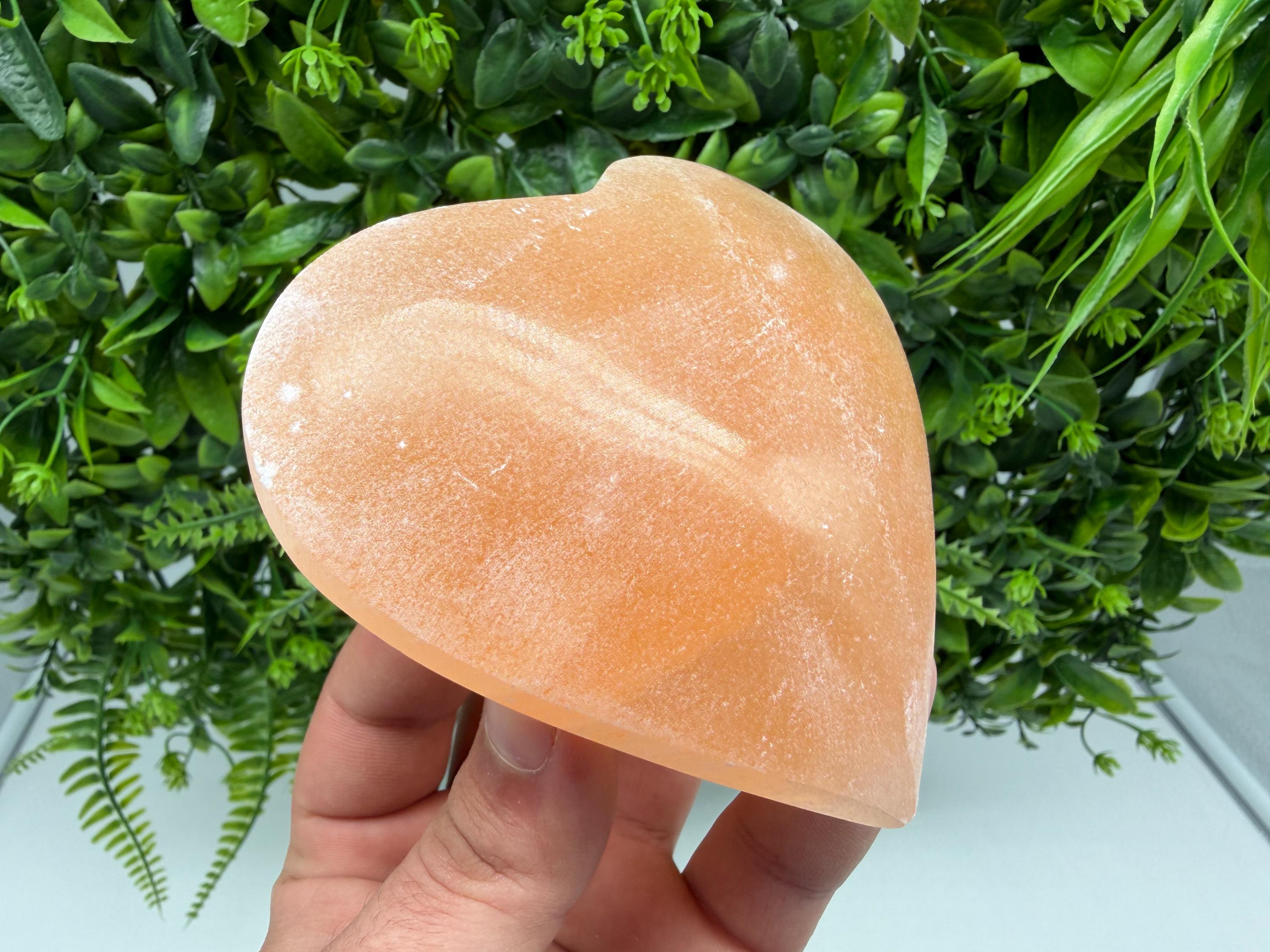 Orange Selenite Heart Crystal Selenite Charging Heart – Natural Crystal Heart – Reiki Healing Stone – Meditation Crystal – Spiritual Decor