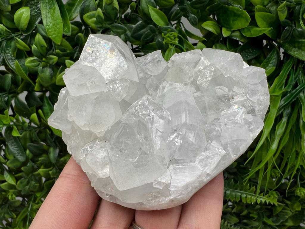 Apophyllite on Chalcedony Specimen: Transparent Crystal, India Minerals