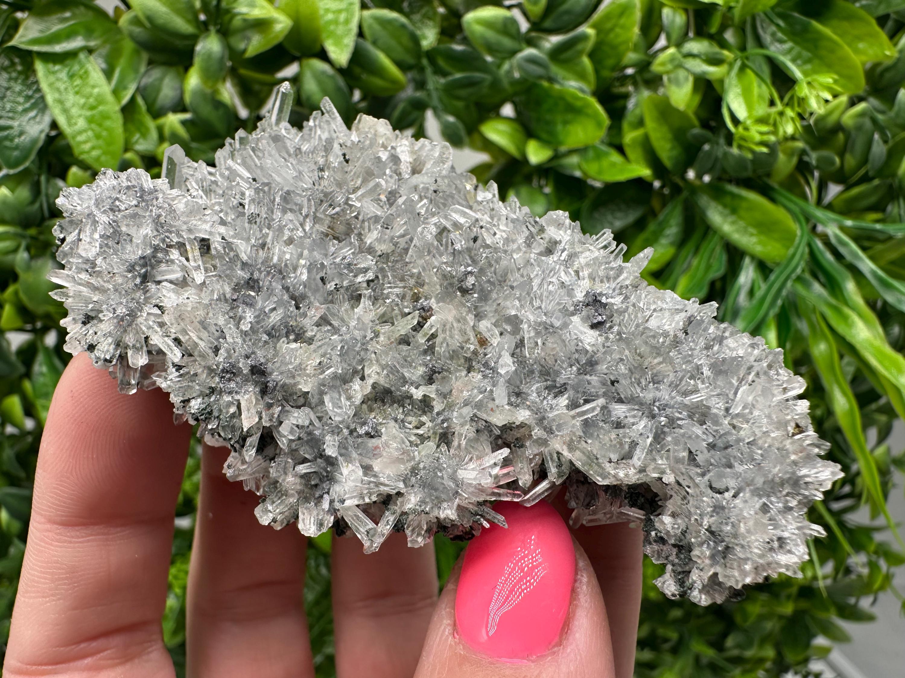 Green Quartz Specimen: Chlorite and Sphalerite Inclusions, Natural Minerals