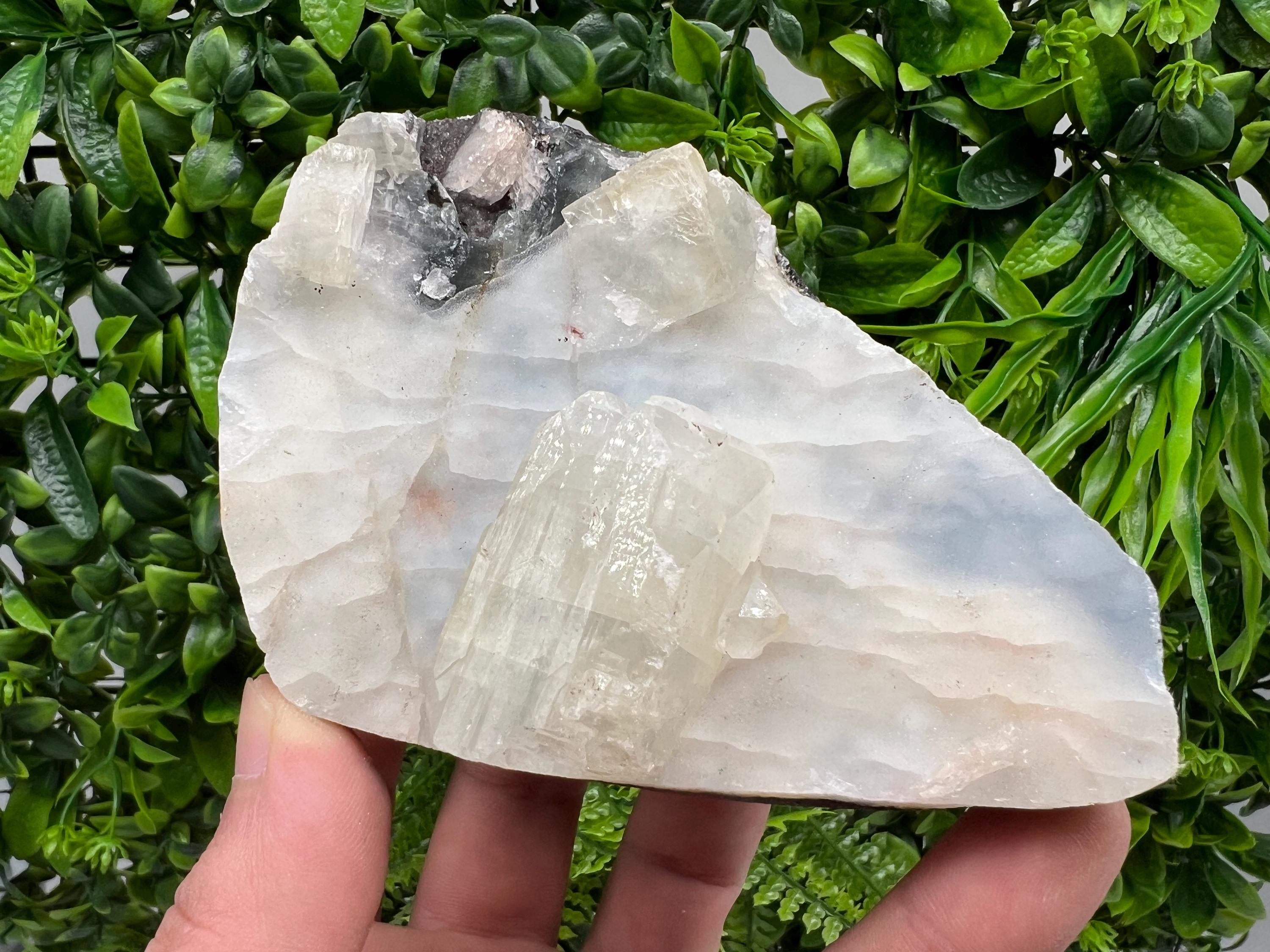 Transparent Apophyllite on Chalcedony, Natural Crystal Specimen, India Minerals