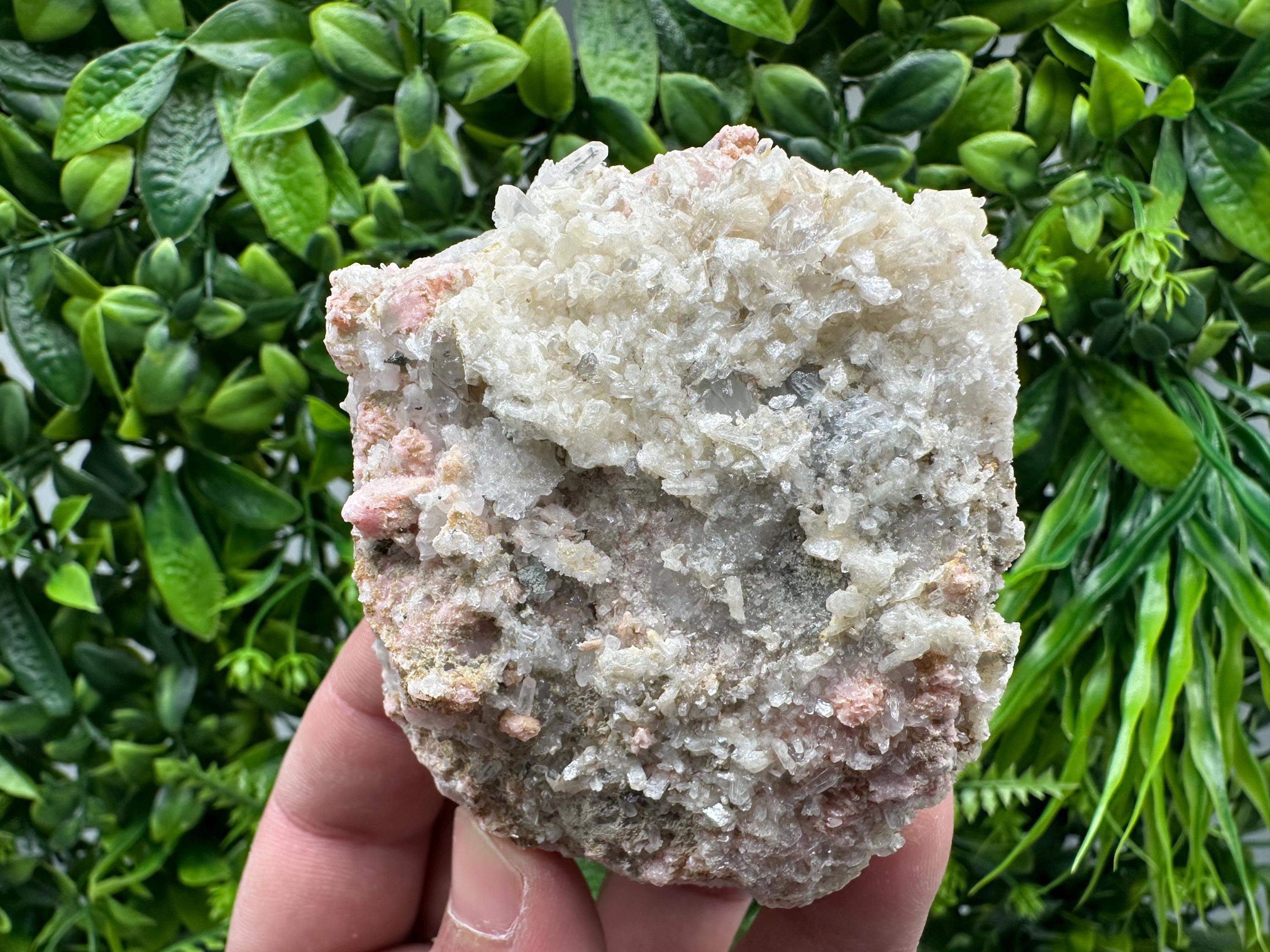 Rhodochrosite on Quartz Specimen, Starnica Mine, Bulgaria
