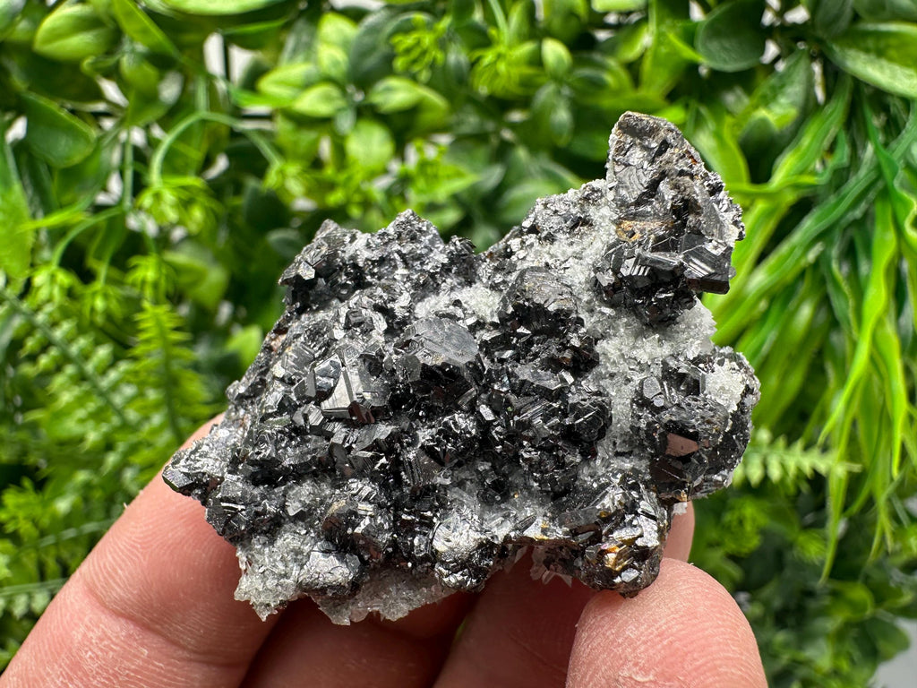 Sphalerite on Green Quartz, Borieva Mine Mineral Specimen