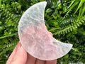 Polished Selenite Moon: Flat Crystal, Strong Energy (8/6cm)