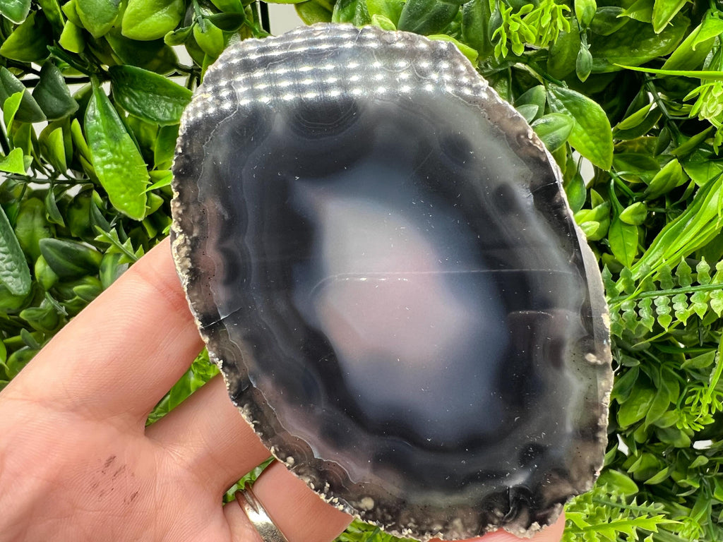 Large Polished Agate Slice: Spiritual Healing Crystal Coaster, 73 grams