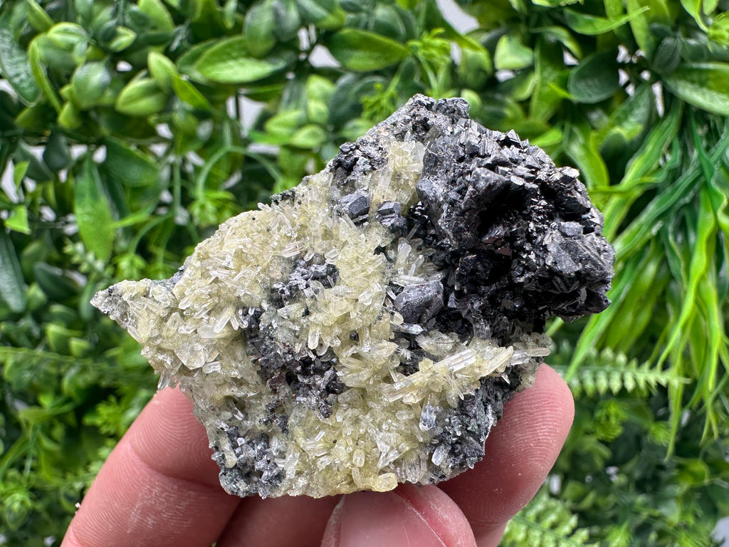 Sphalerite Galena on Quartz with Epidote, Bulgaria Mineral Specimen