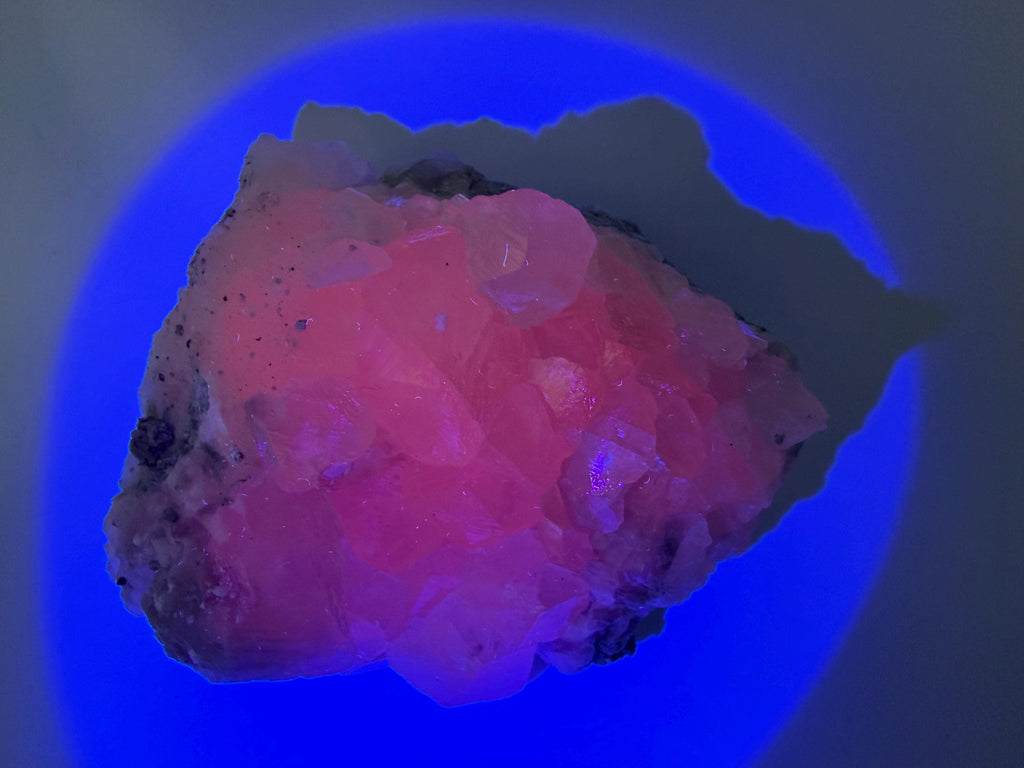 UV Reactive Mangano Calcite Crystal, Androvo Mine Bulgaria