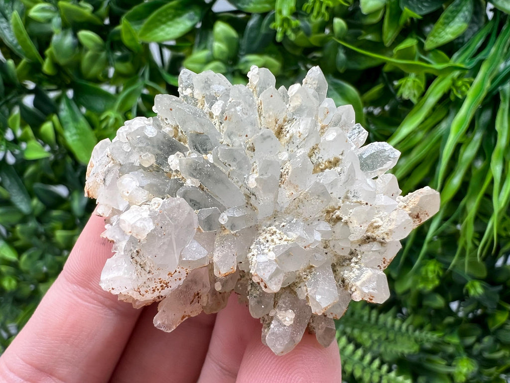 Calcite on Green Quartz: Djurcovo Mine, Bulgaria Healing Crystal