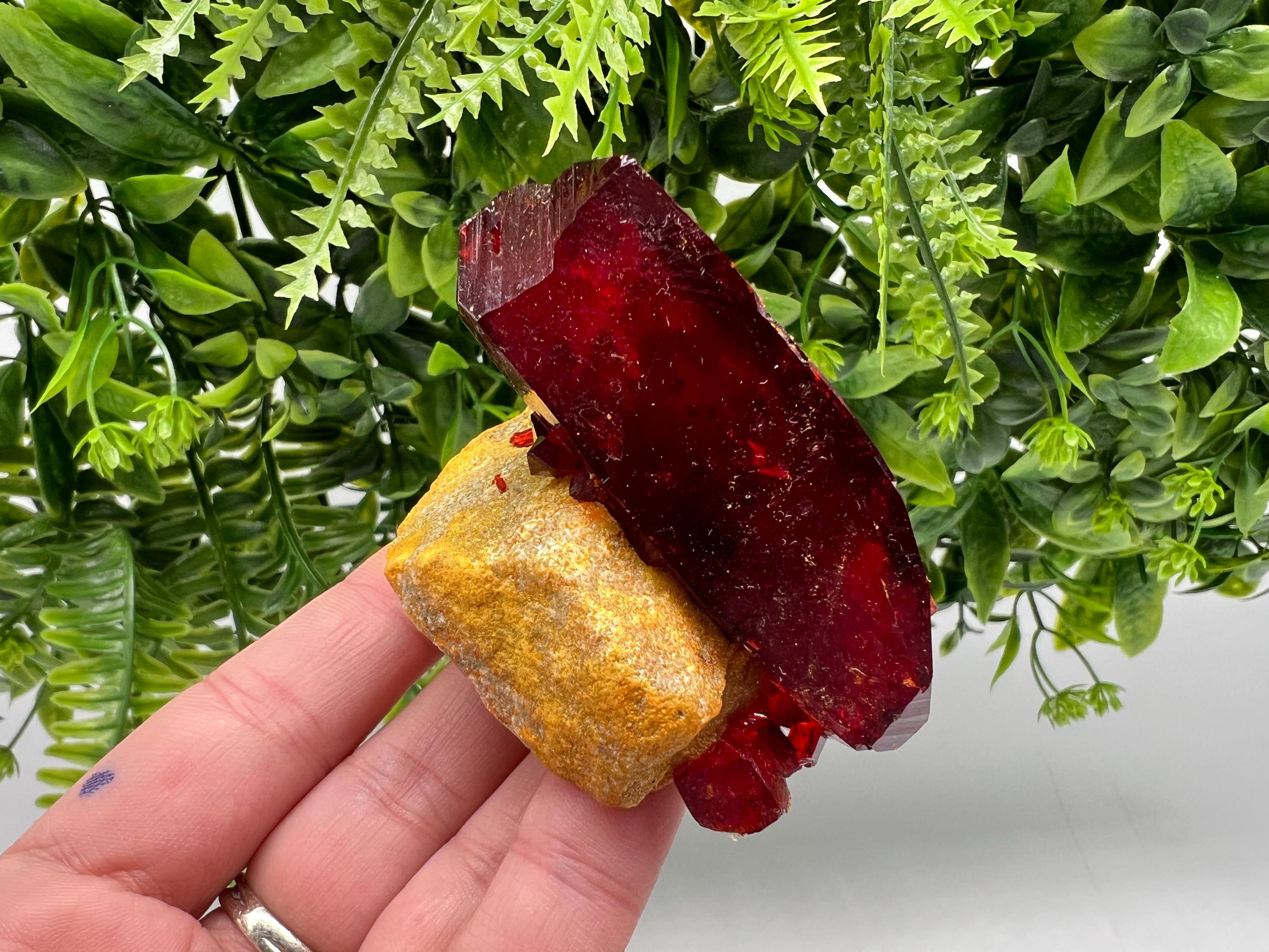 XXL Lab-Grown Ruby Pruskite Crystal on Matrix, Poland