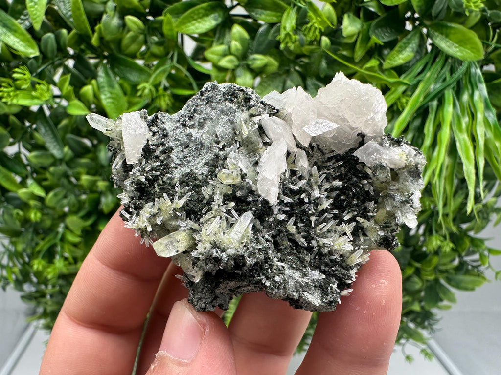 Quartz with Calcite and Chlorite: Borieva Mine Crystal, Bulgaria