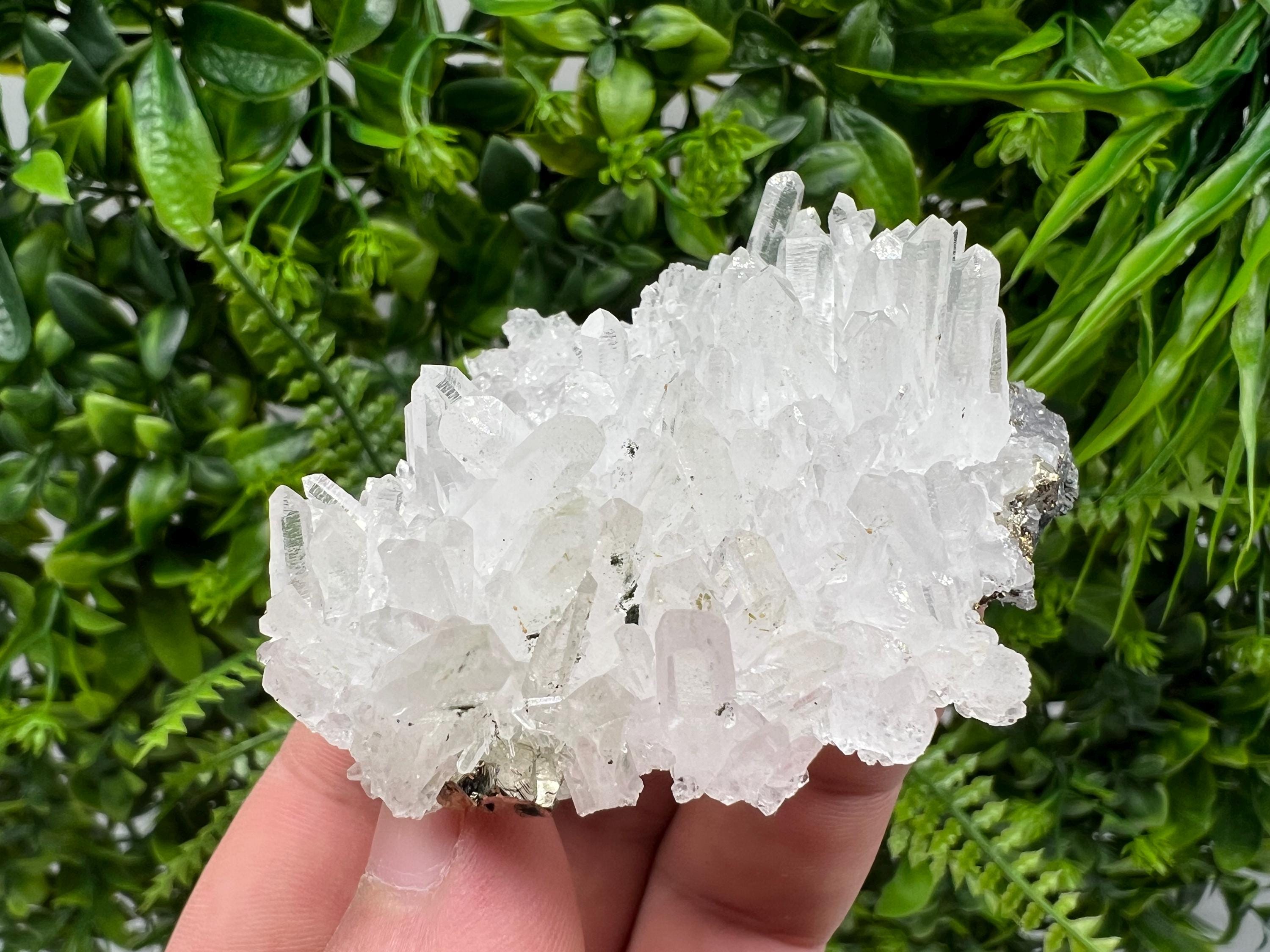 Transparent Chlorite Quartz Crystal Cluster - Madan, Bulgaria