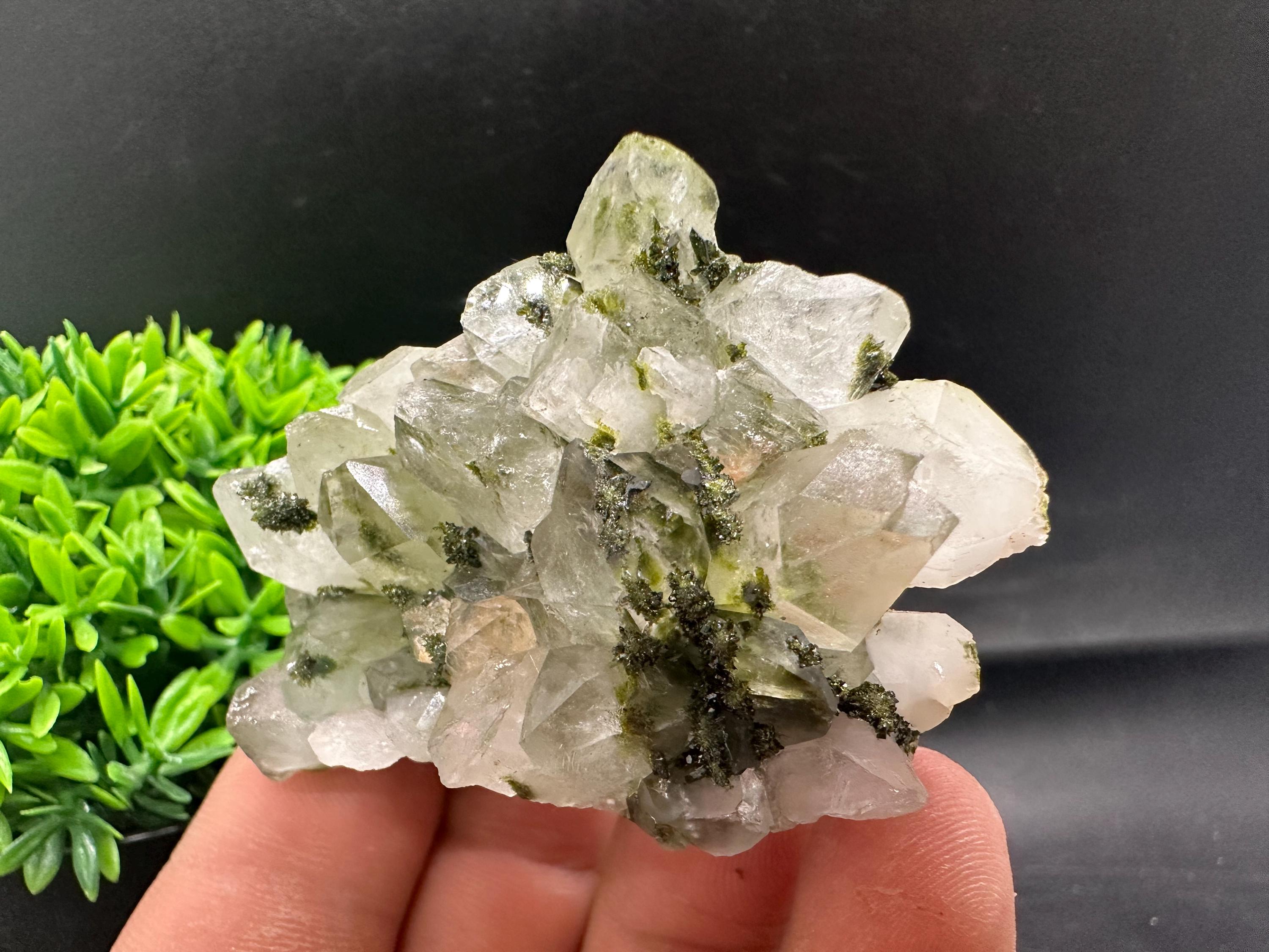 Rare Green Epidote Quartz Crystal Cluster - Eastern Anatolia, Turkey