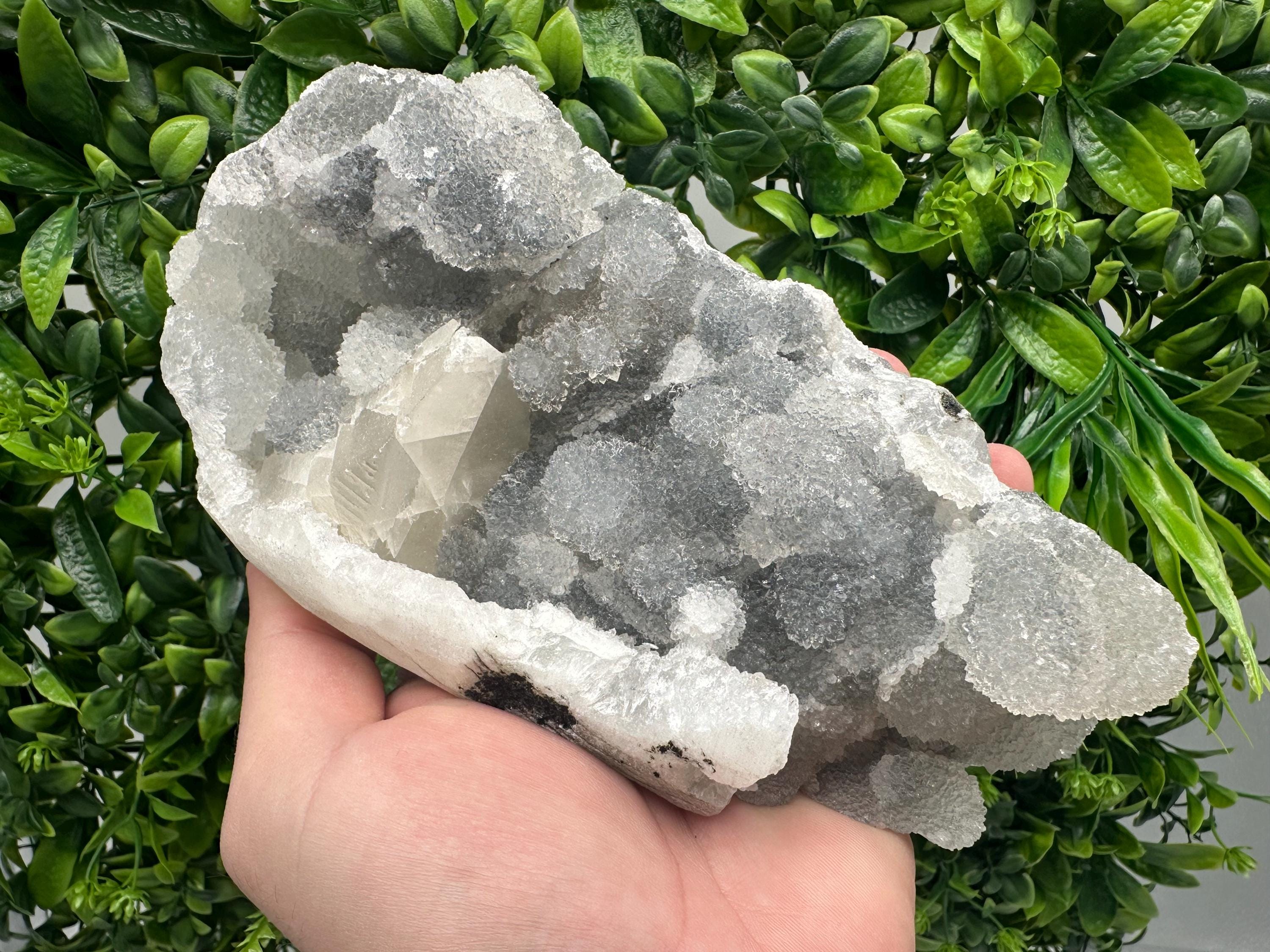Transparent Apophyllite on Chalcedony, India Mineral Specimen