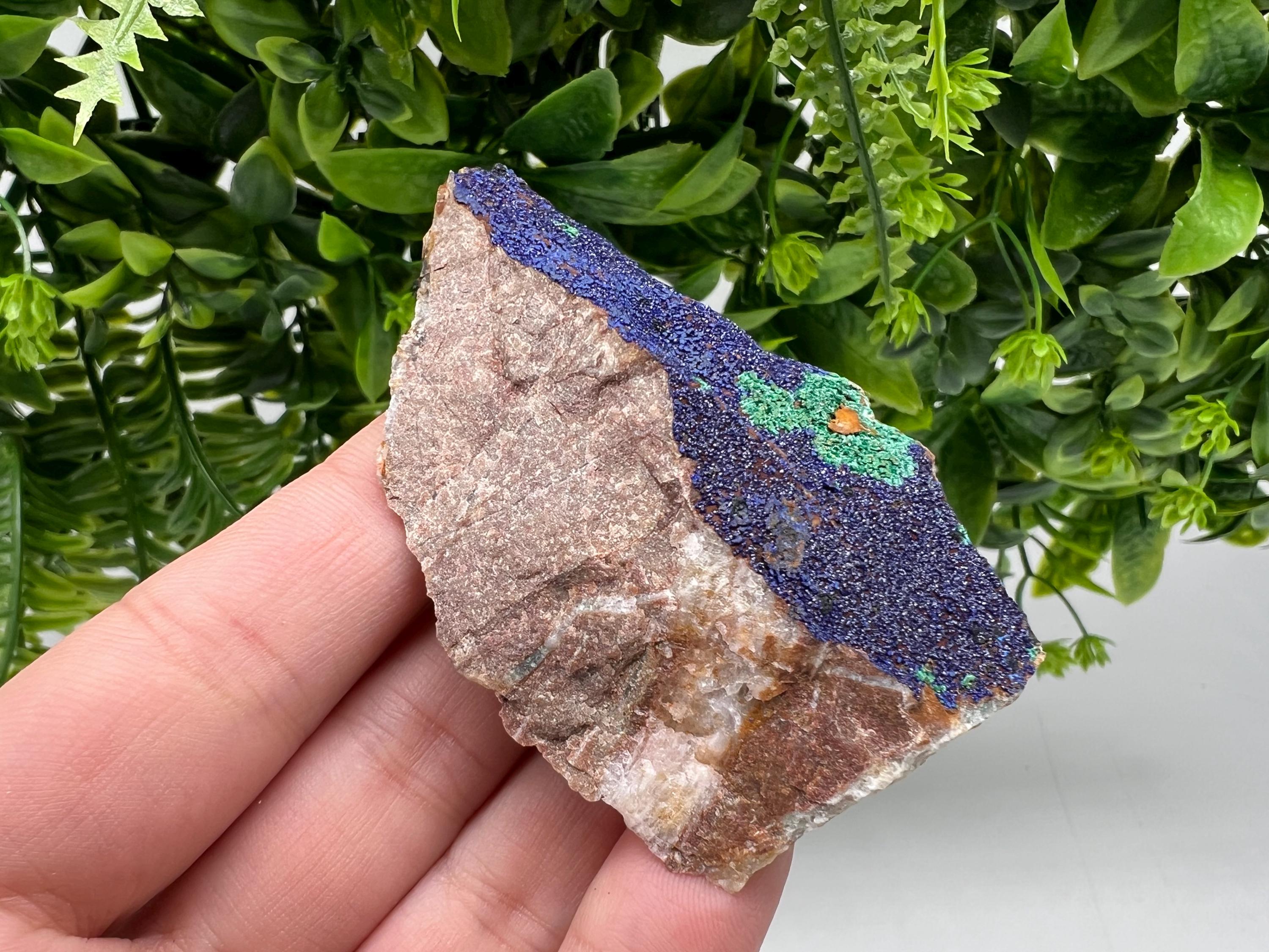 Azurite Malachite Mineral Specimen: Moroccan Blue-Green Crystal, Collector Stone