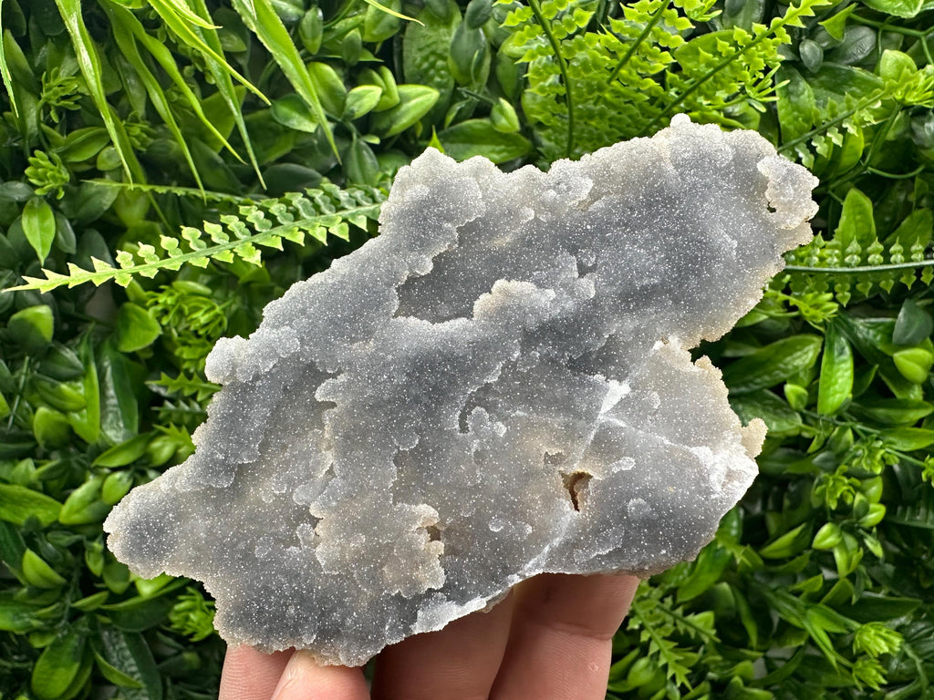 Blue Chalcedony Quartz with Chlorite Inclusions: Bulgaria Crystal Decor Stone
