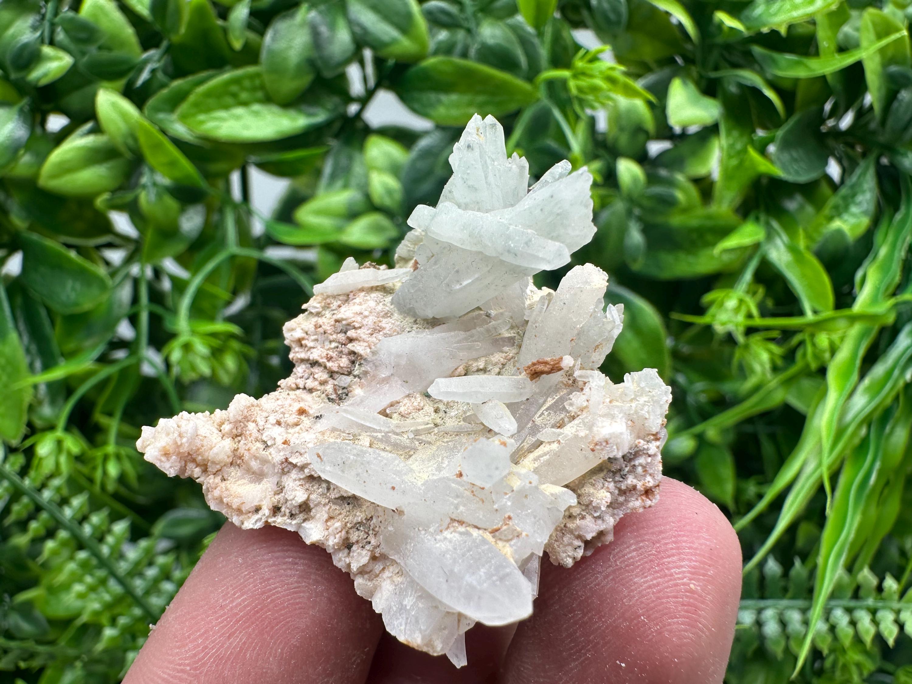 Green Quartz on Rhodochrosite Matrix, Madan Bulgaria Mineral Specimen