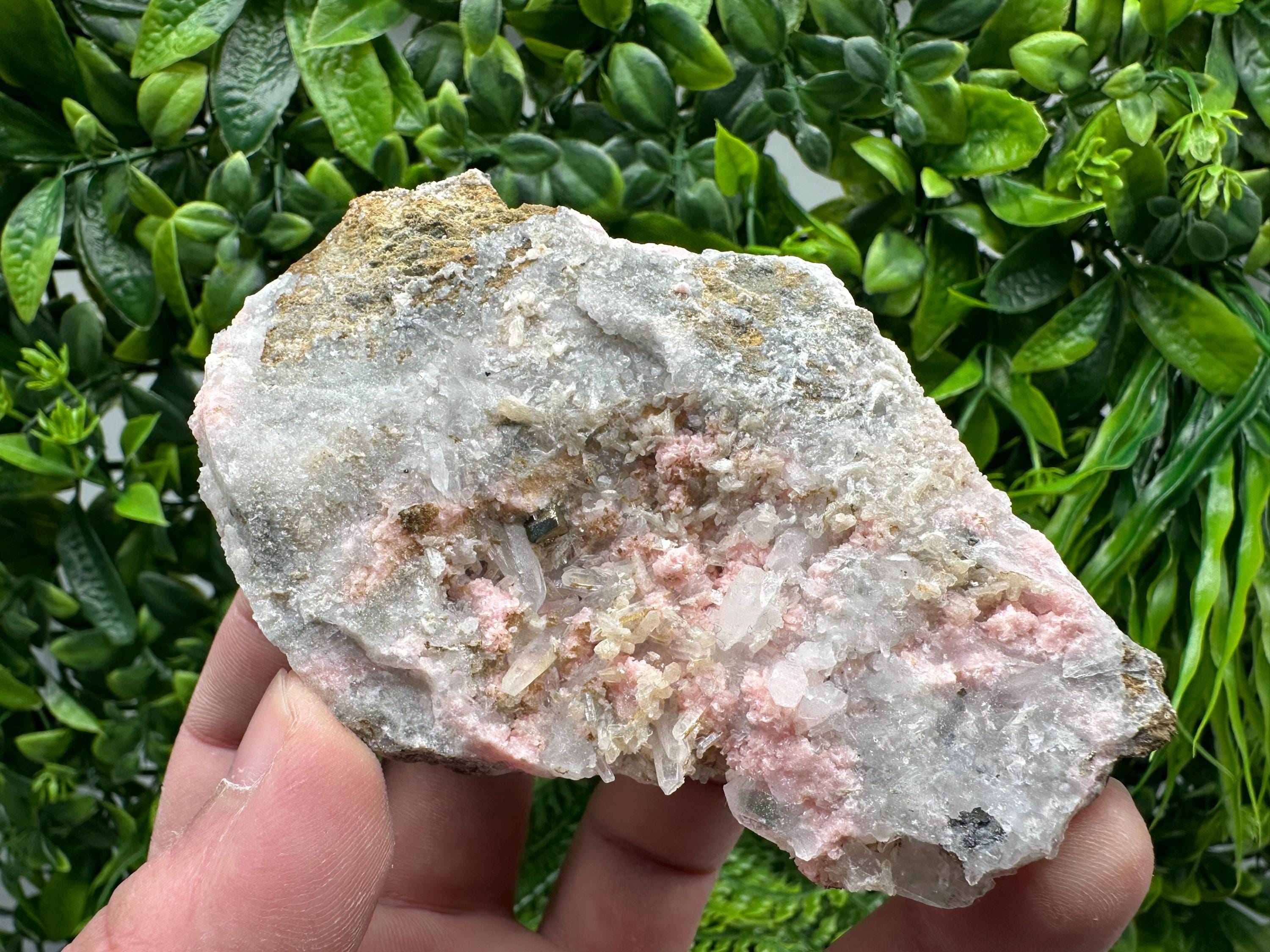 Rhodochrosite on Quartz, Starnica Mine, Bulgaria