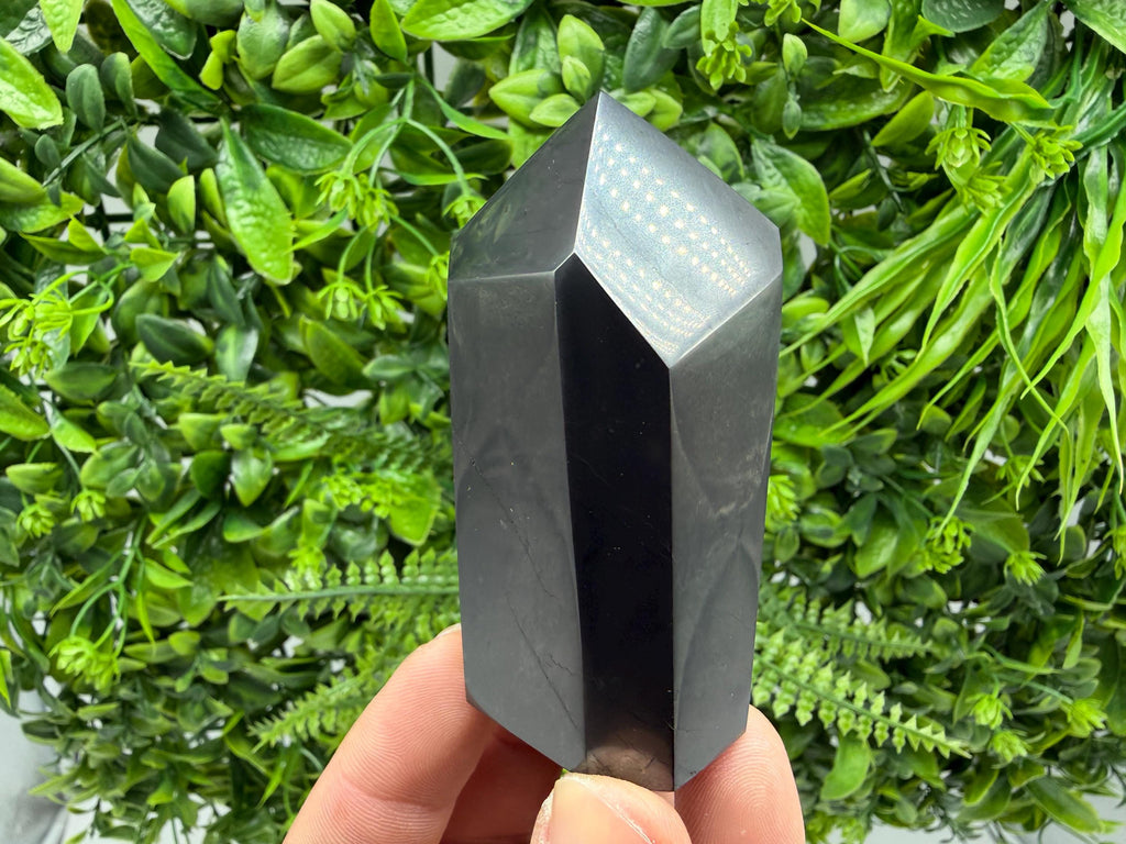 Shungite Tower,free form Shungite point EMF Neutralizer Stone, Crystal Decor, 7cm
