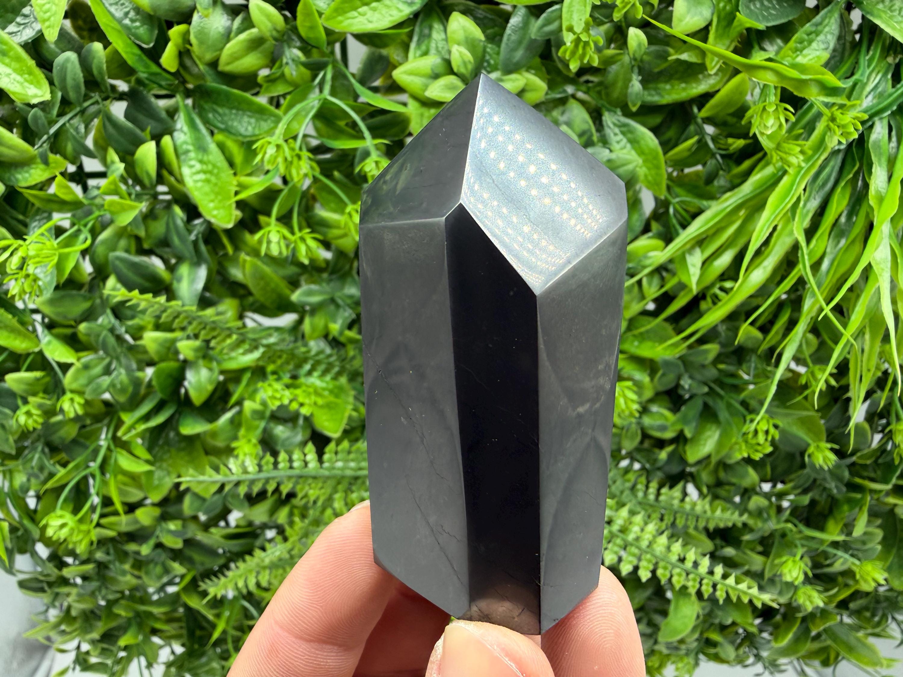 Shungite Tower,free form Shungite point EMF Neutralizer Stone, Crystal Decor, 7cm
