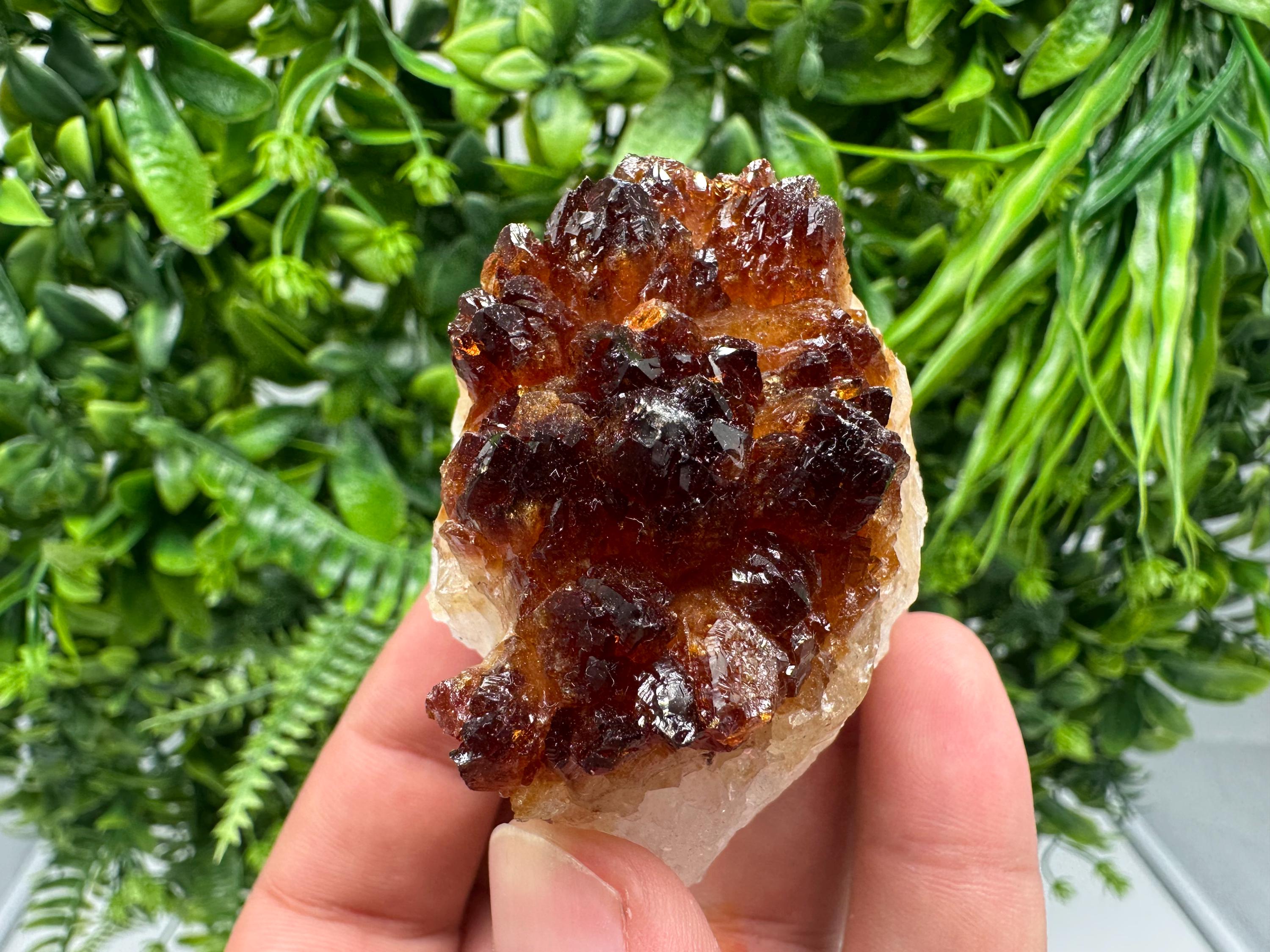 Citrine Crystal with Hematite Inclusions: Natural Mineral Cluster from Brazil