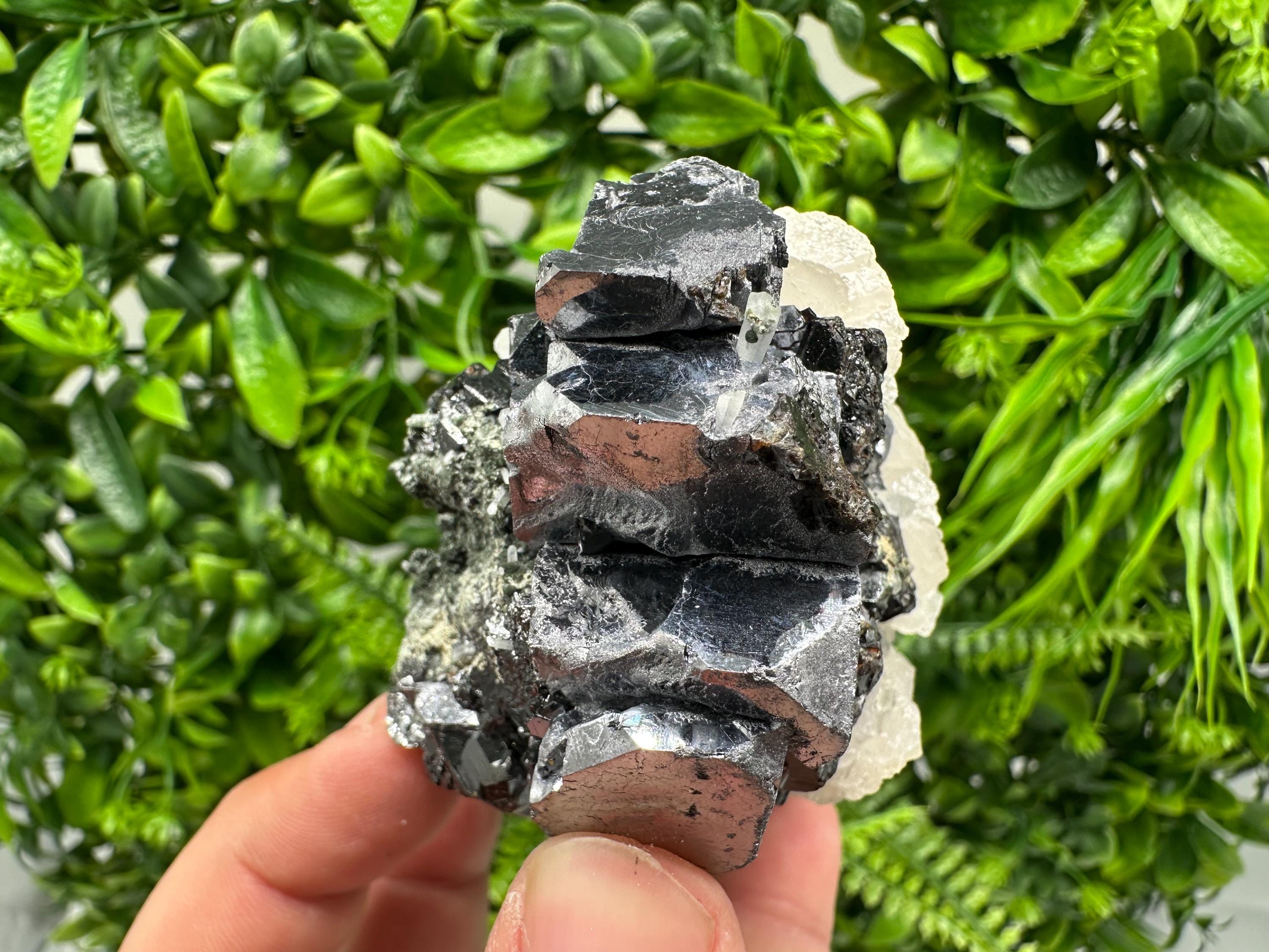 Mirror Galena, Sphalerite, Calcite Mineral Specimen: Borieva Mine, Bulgaria