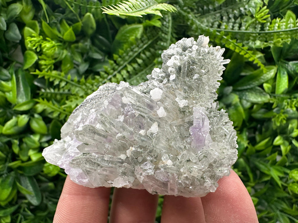 Calcite on Quartz with Amethyst and Chlorite, Rare Mineral Specimen