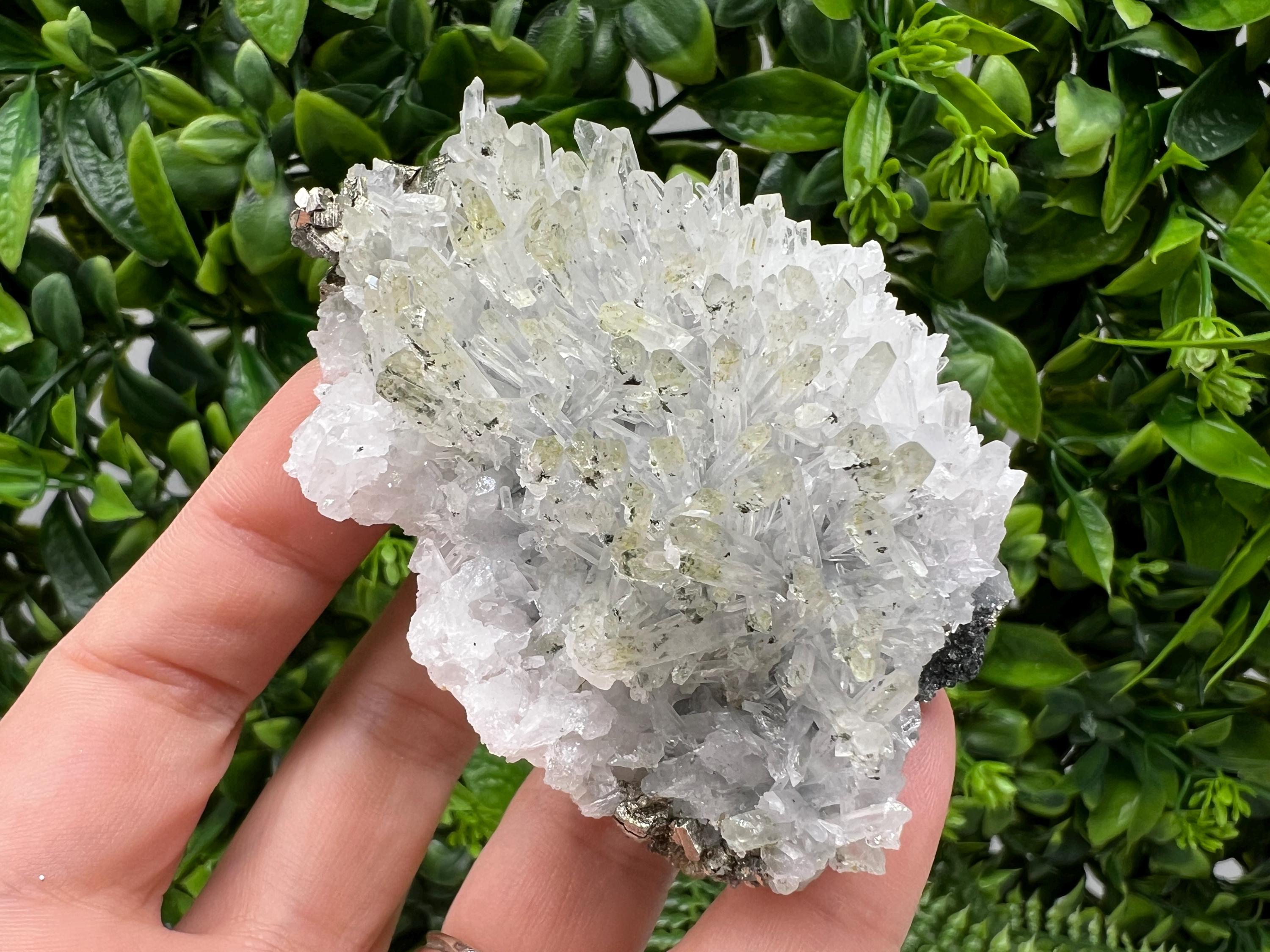 Lovely specimen Green Quartz inclusions Chlorite and Sphalerite/ Natural minerals/ Souvenir crystal gift minerals famous 9th September/Madan