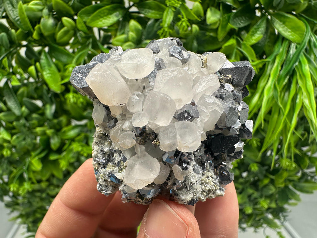 Wonderful Shiny Galena,Chalcopyrite on Calcite From Borieva mine,Bulgaria,Natural,collection mineral specimen,gift,home decor crystal,clust