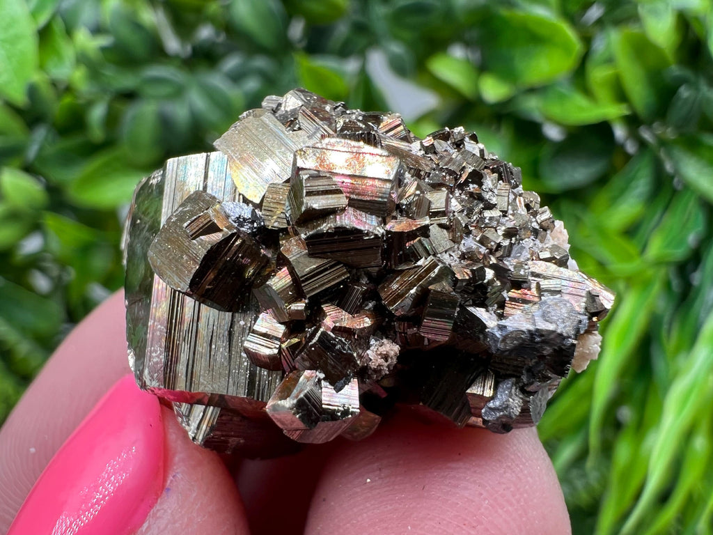Rainbow Pyrite with Calcite, Natural Crystal Mineral Decor, Borieva Bulgaria