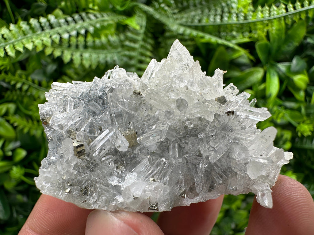 Pyrite on Needle Quartz: Borieva Mine Crystal Decor (6/4/3 cm)