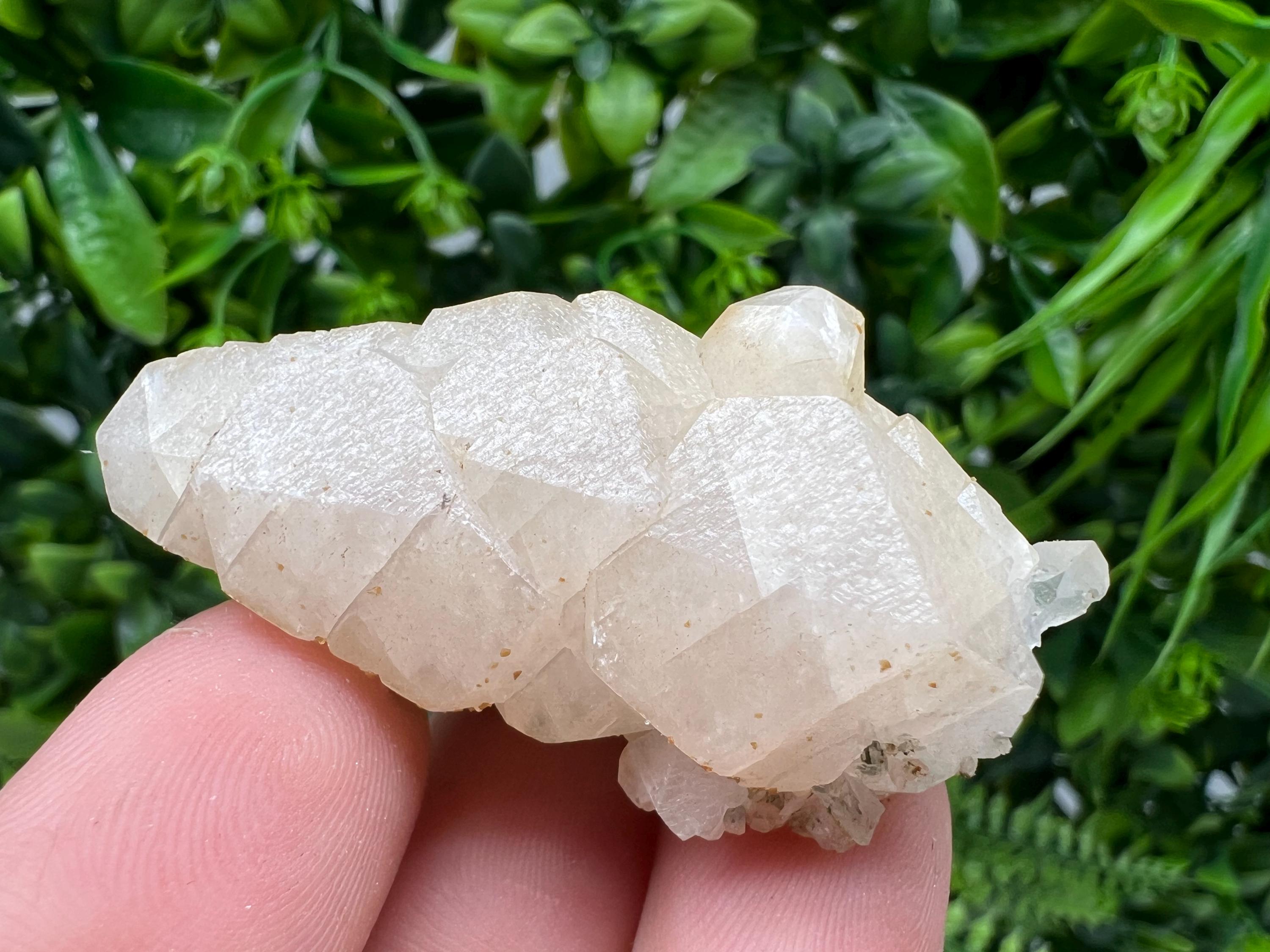 Calcite on Green Quartz: Djurcovo Mine, Bulgaria Healing Crystal