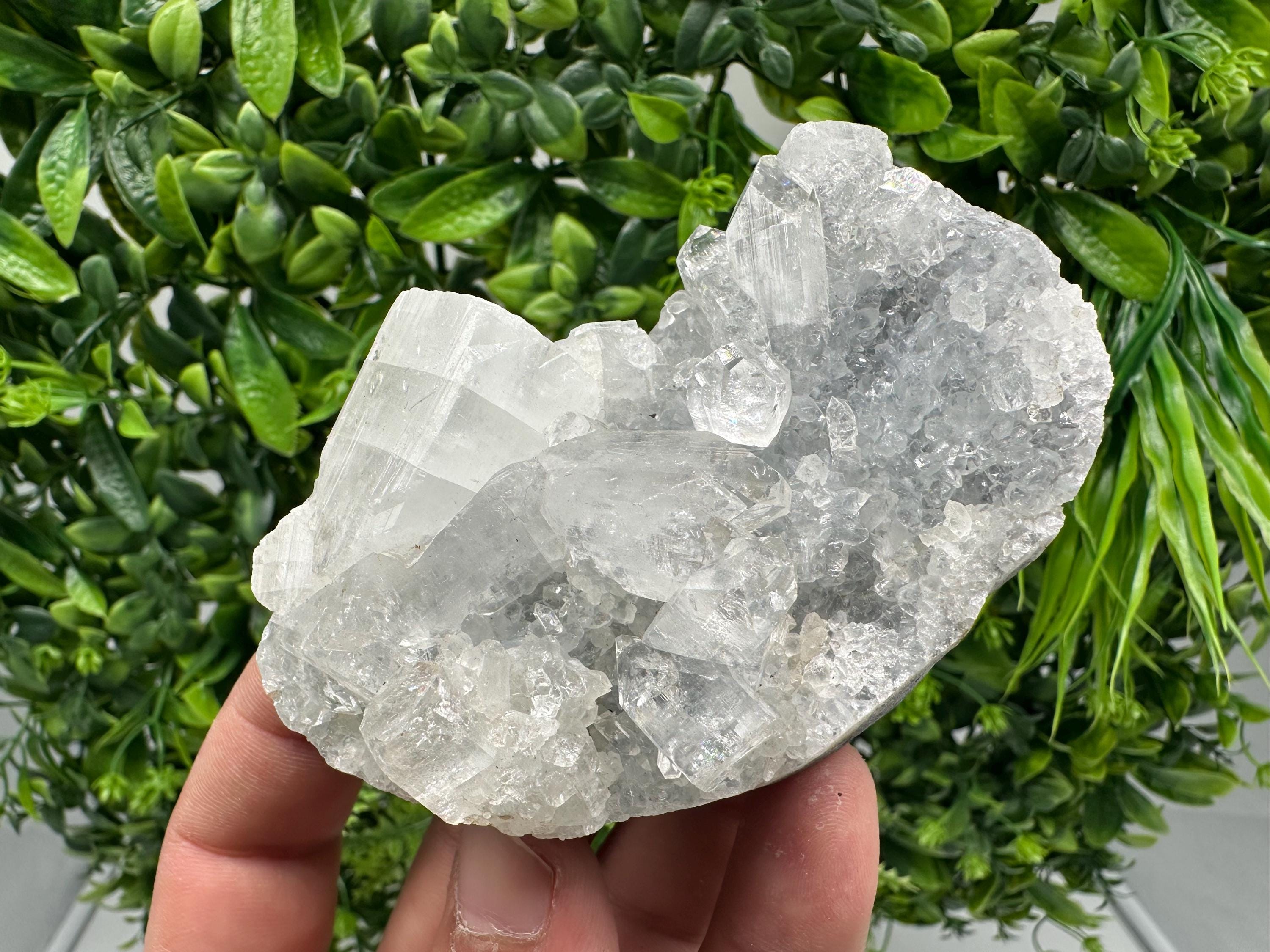 Apophyllite Stilbite on Chalcedony: Natural Mineral Specimen, India