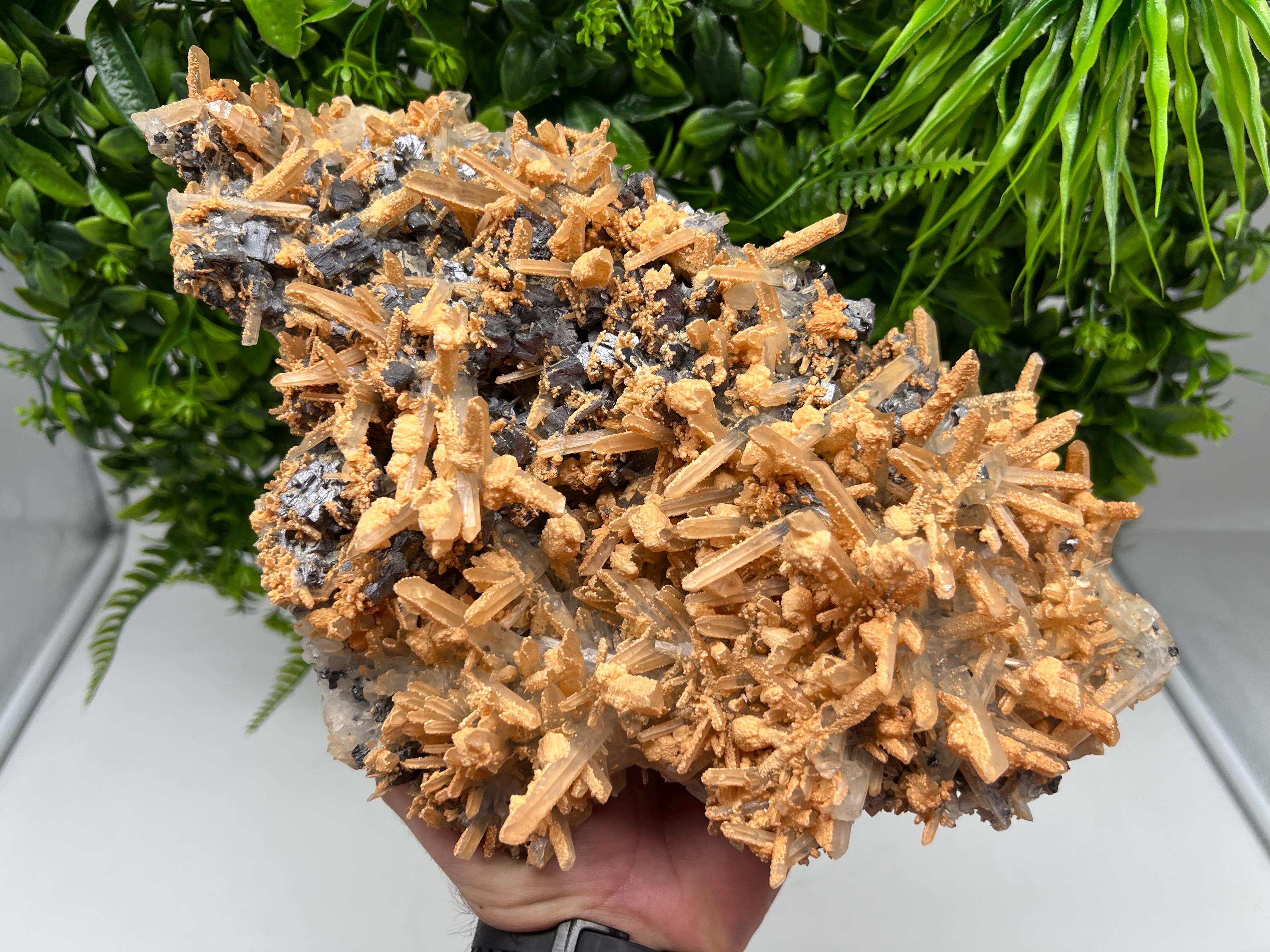 Collection Skeleral GALENA on Transparent Quartz whit Brown Calcite,natural,collectibles mineral specimen,home decor stone,gift,collection