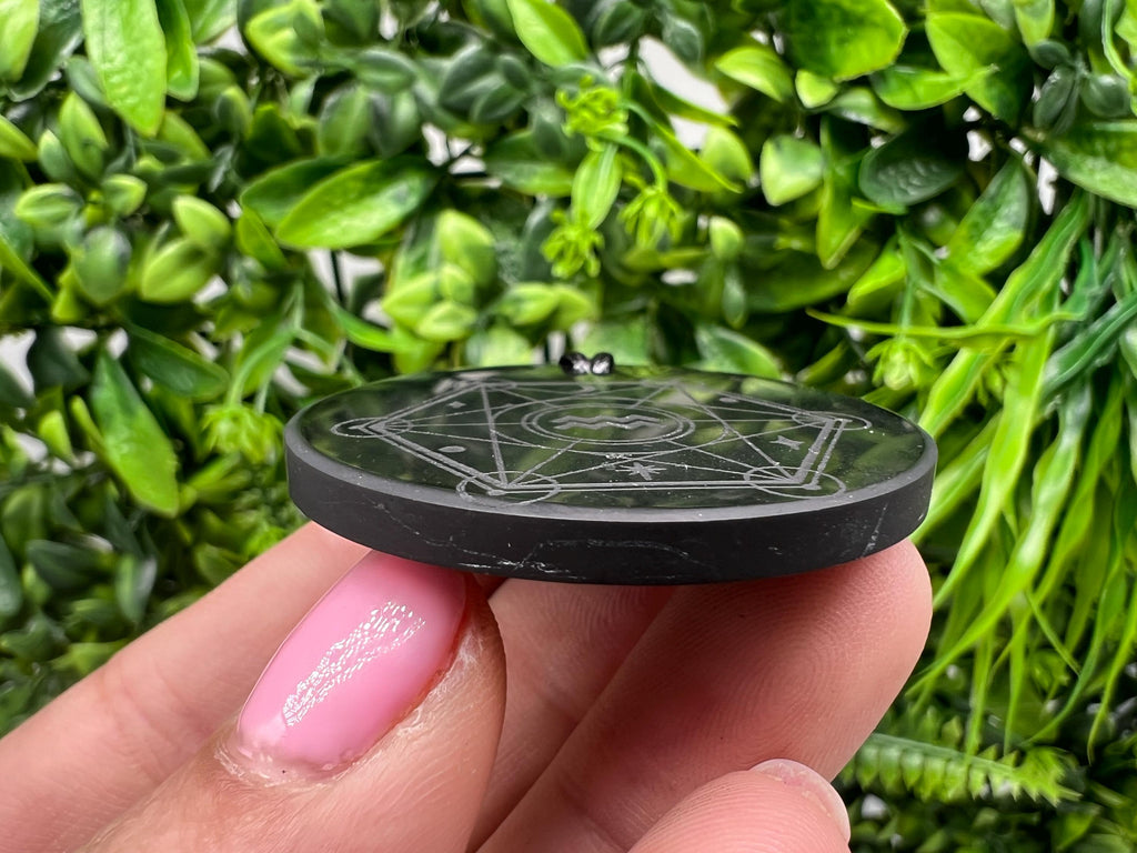 Shungite Aquarius Zodiac Pendant Necklace: EMF Protection Healing Stone