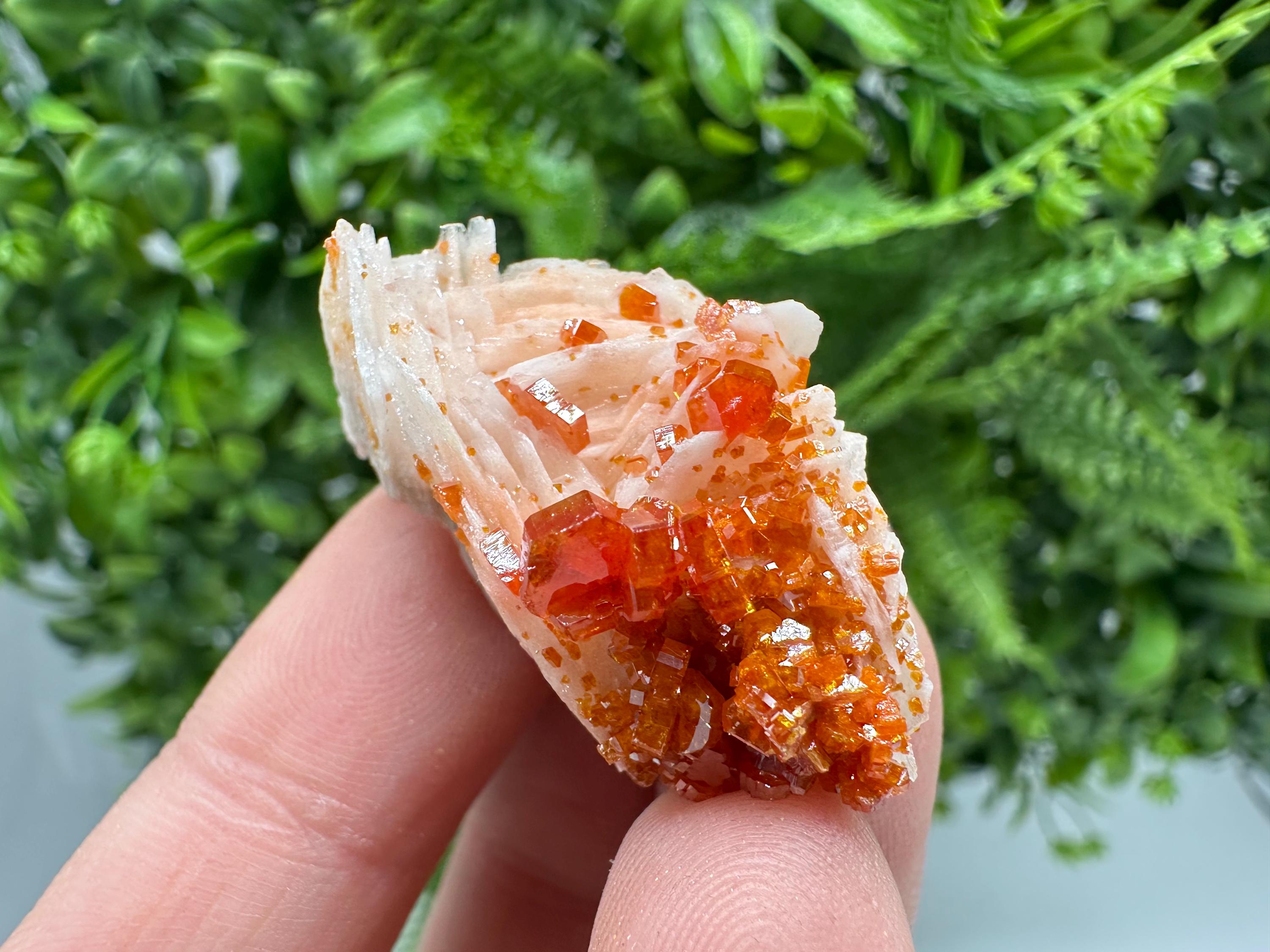 Red Vanadinite on Barite Specimen, Moroccan Crystal Cluster