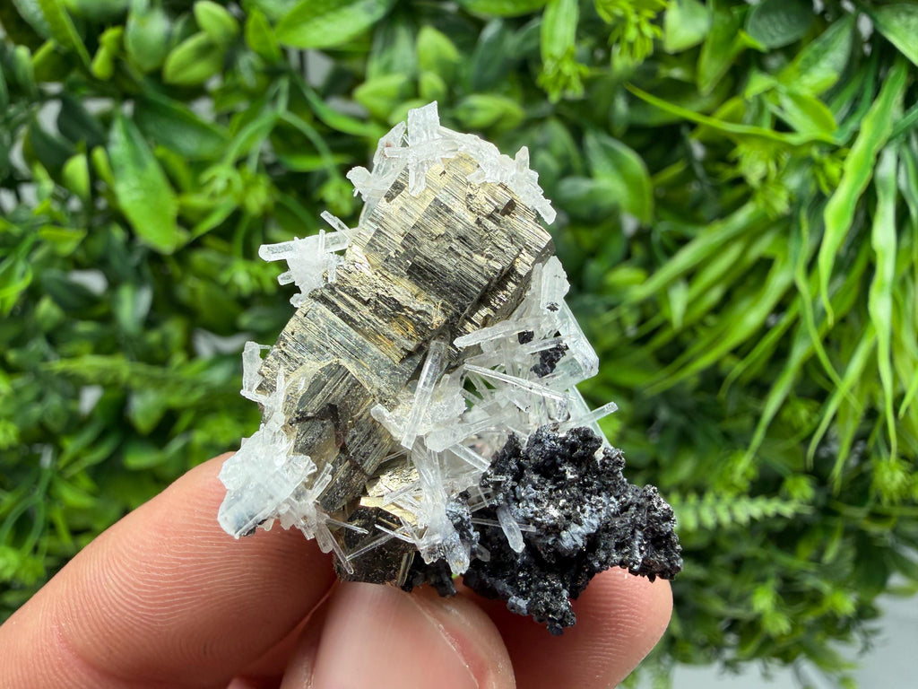 Rainbow Pyrite on Quartz with Oxide, Borieva Bulgaria Mineral Specimen
