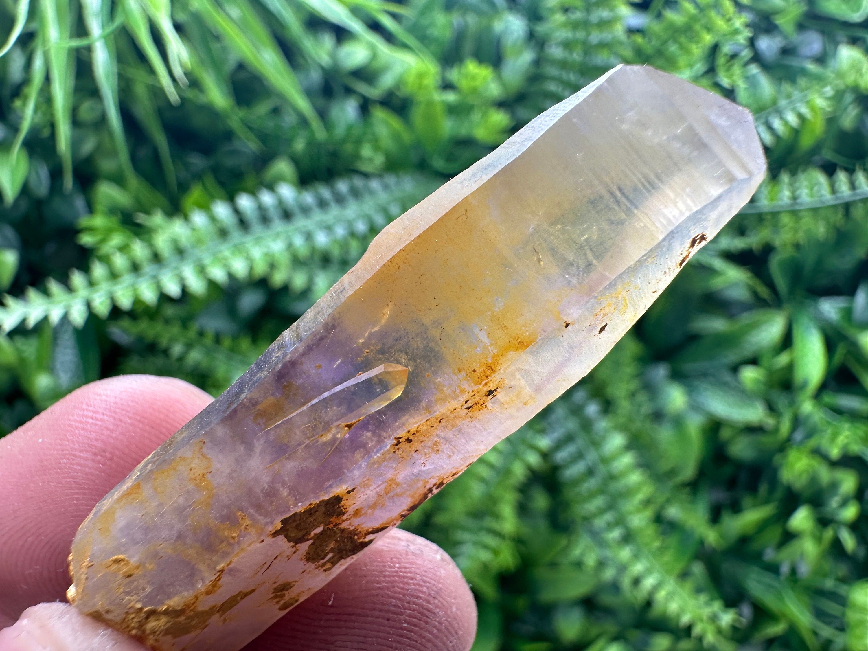 Phantom Amethyst Crystal with Cerusite, Bulgaria Mineral Specimen