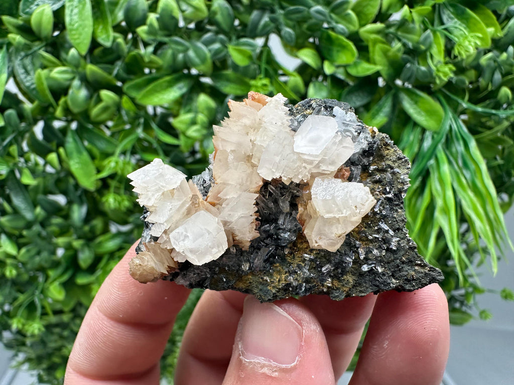 Quartz Crystal with Calcite and Chlorite - Borieva Mine, Bulgaria