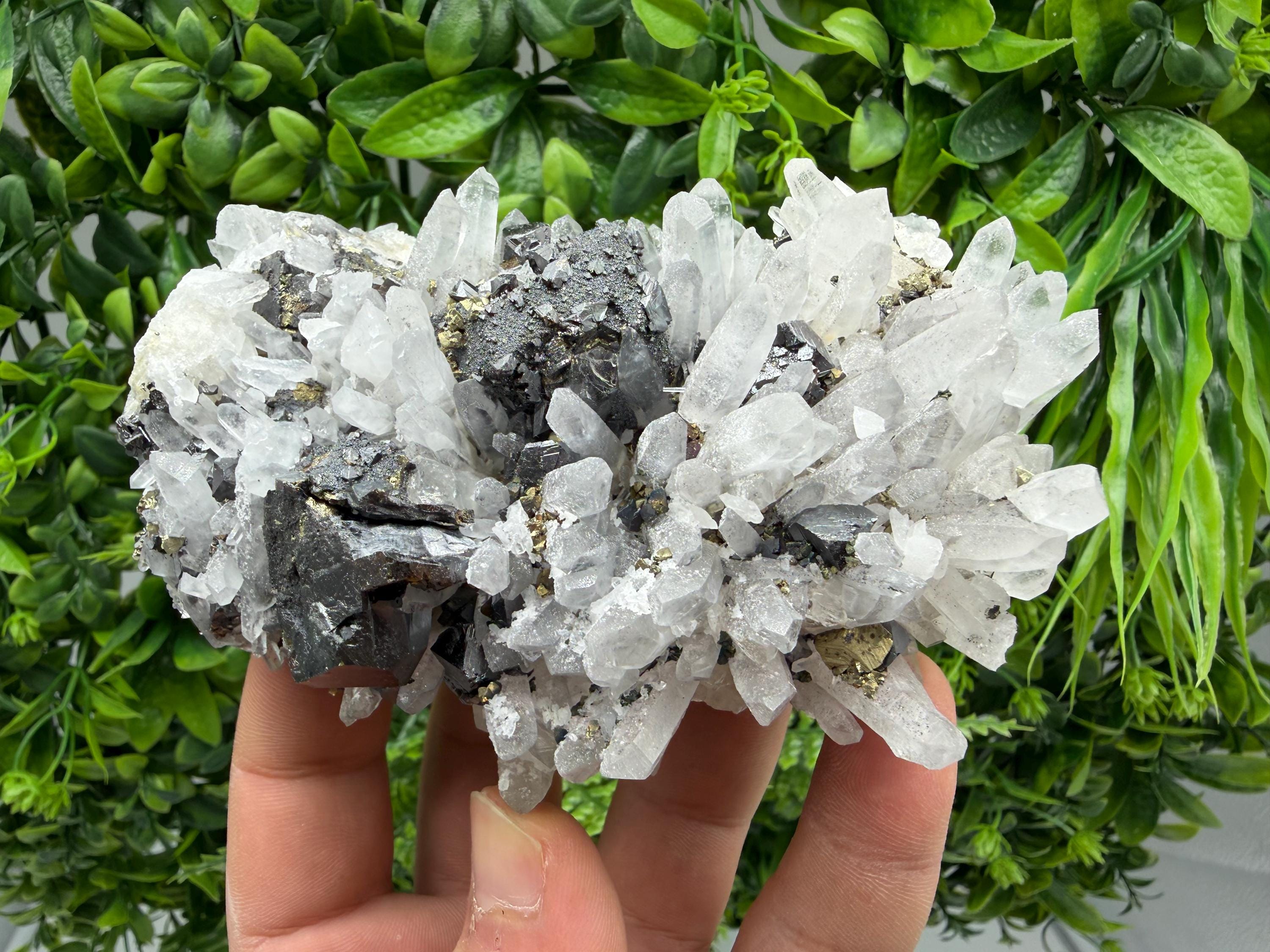 Sphalerite Chalcopyrite on Quartz with Galena, Bulgaria Mineral Specimen