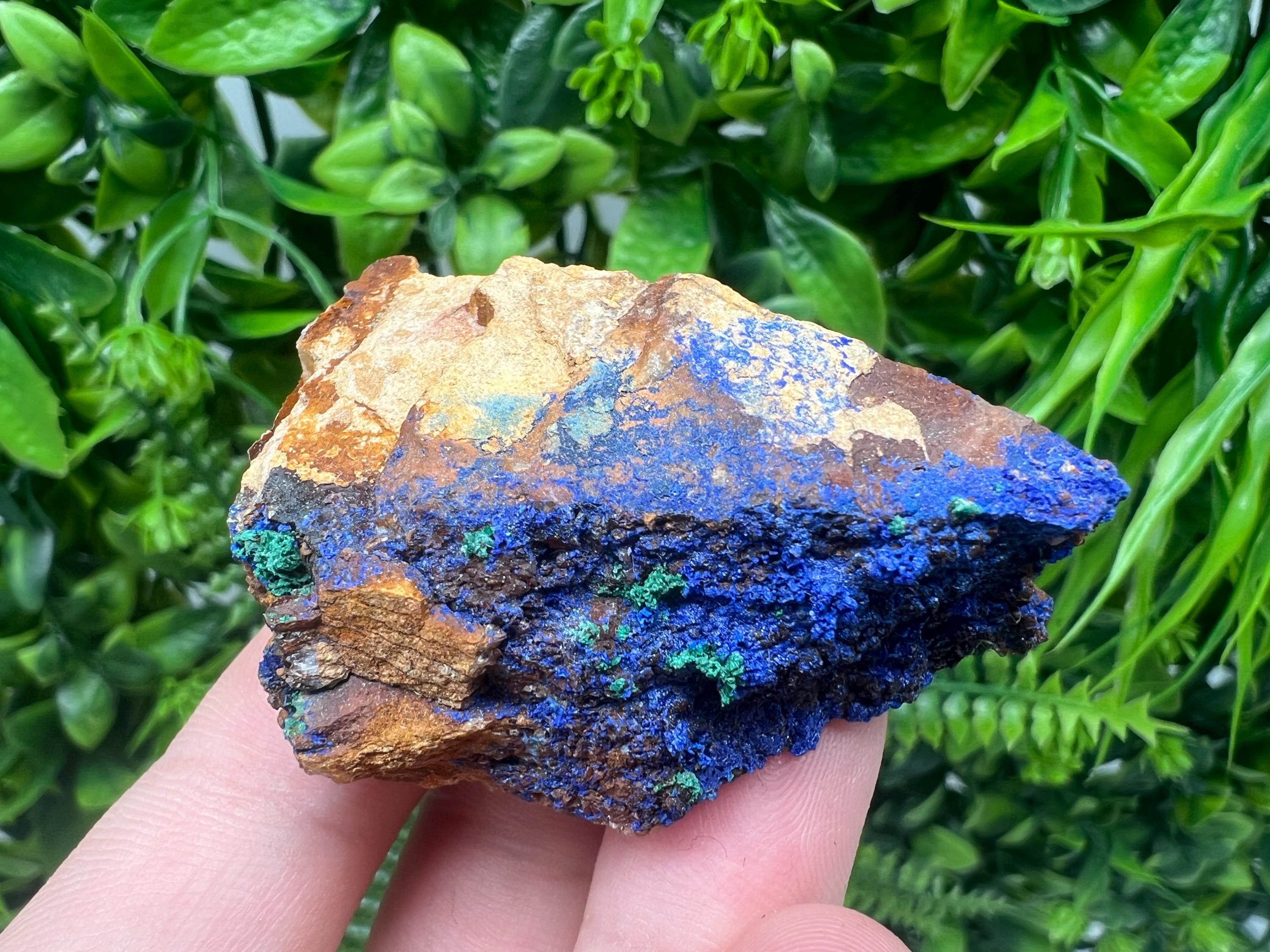 Moroccan Azurite and Malachite Mineral Specimen, Rare Crystal