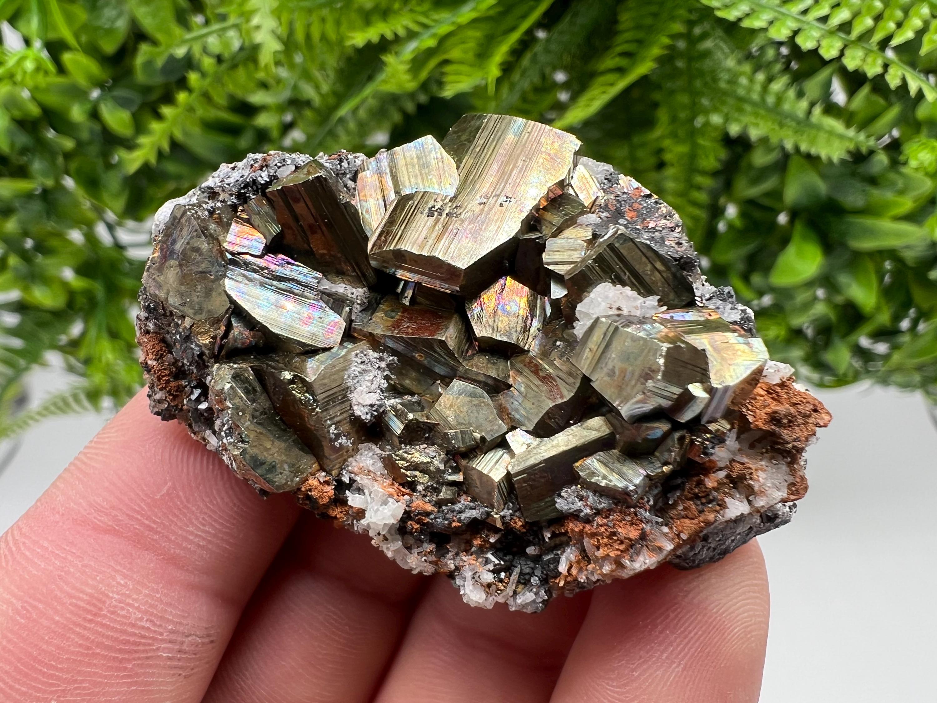 Pyrite with Hematite and Sphalerite on Quartz, Bulgaria Mineral Specimen