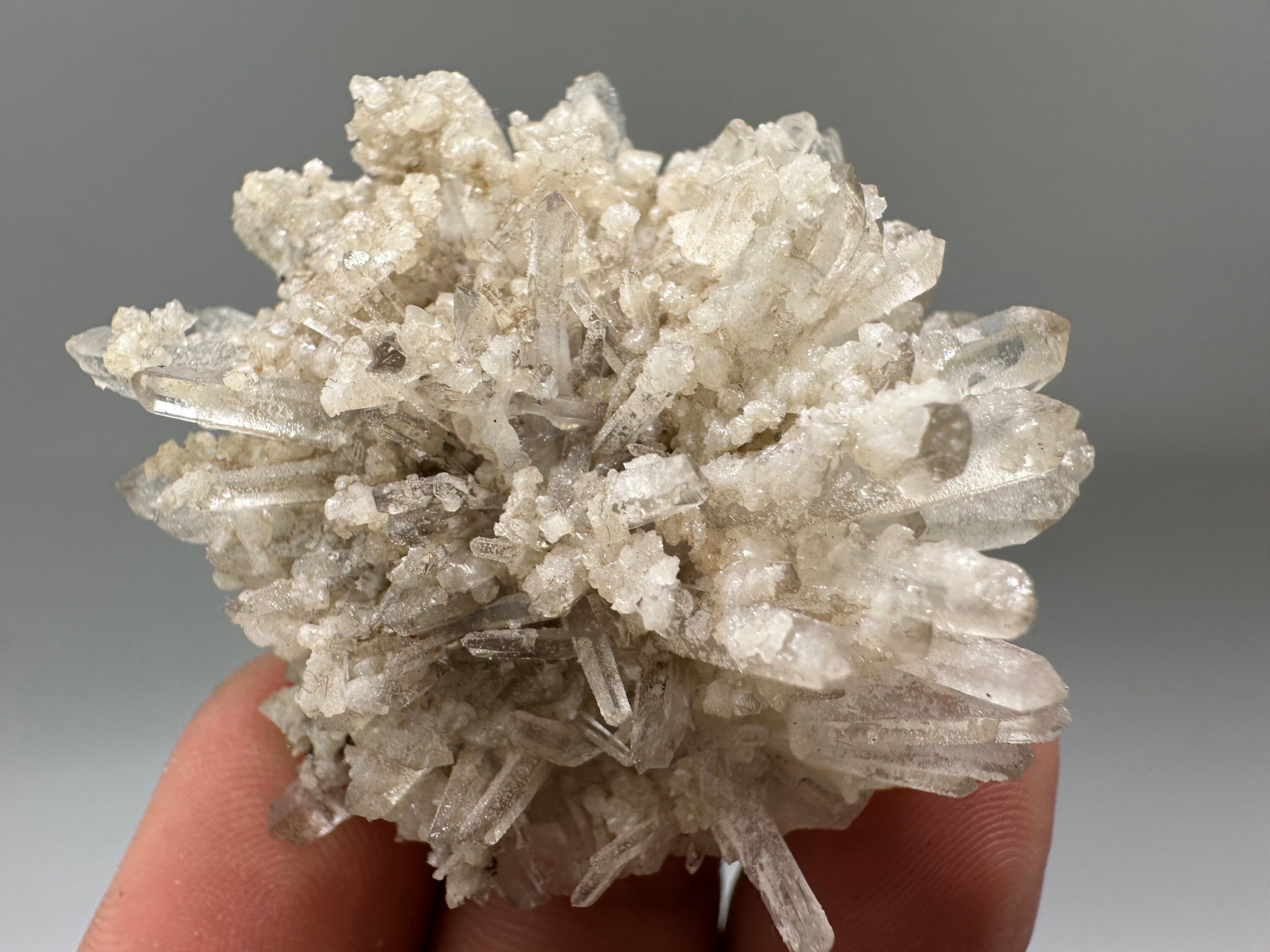 Transparent Quartz with Calcite: Krushev dol Bulgaria Crystal