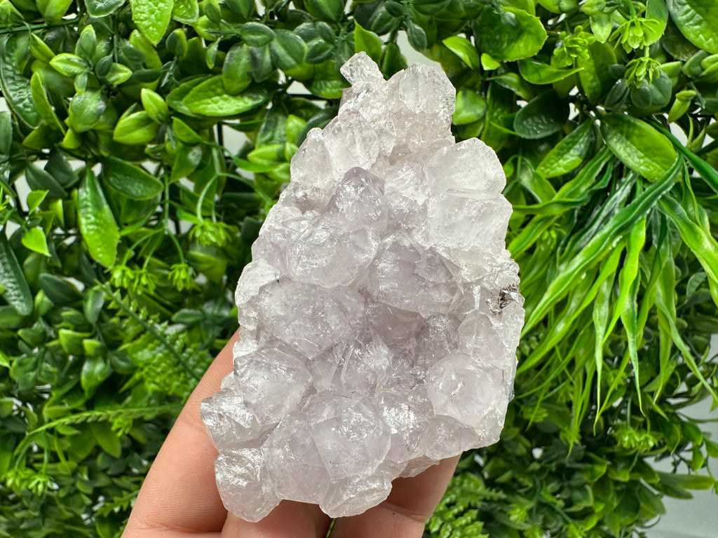 Natural Calcite on Quartz with Amethyst and Chlorite, Rare Mineral Specimen