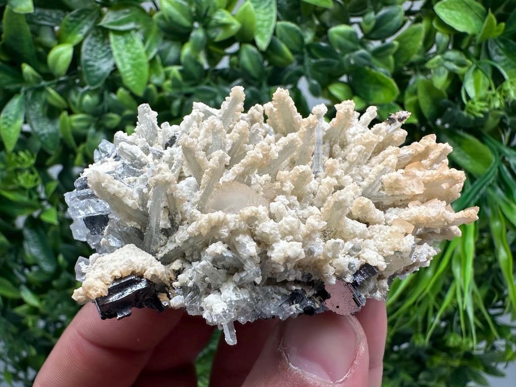 Quartz with Calcite Cluster: Krushev Dol Mine, Bulgaria