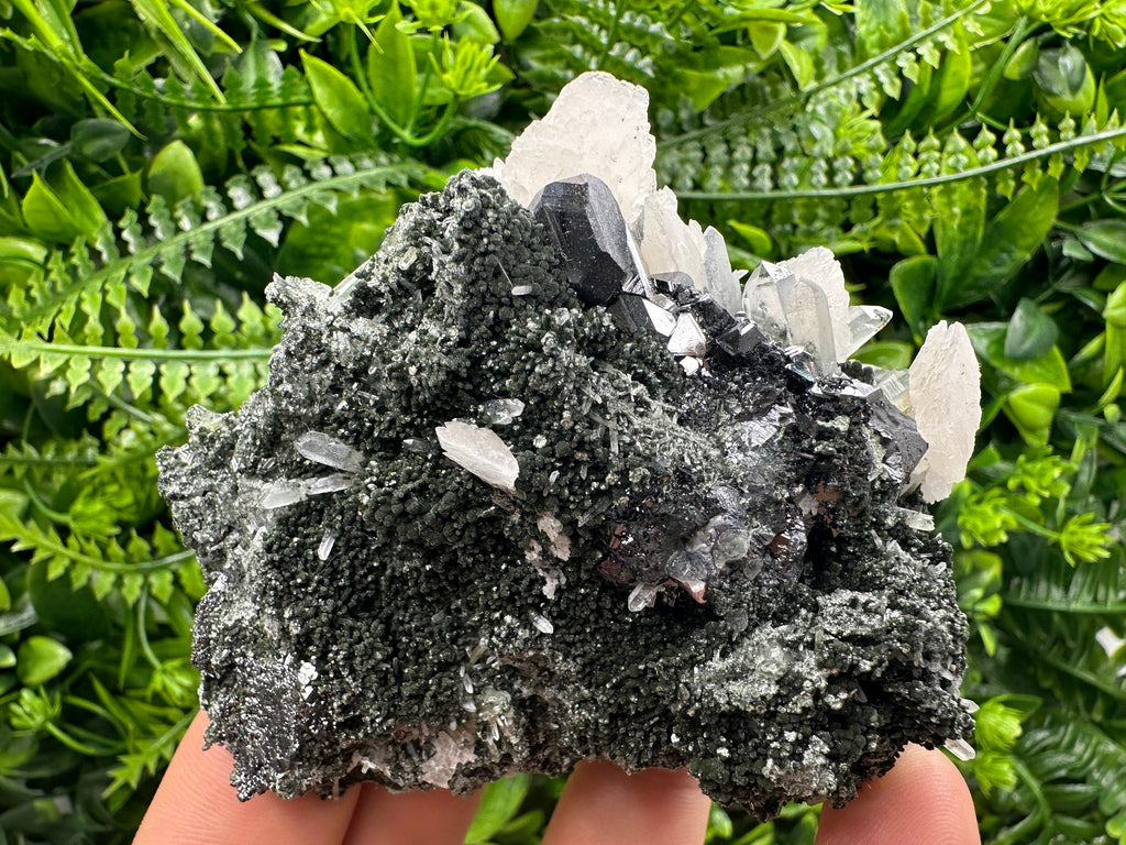Sphalerite on Quartz: Natural Mineral Specimen, Home Decor Stone