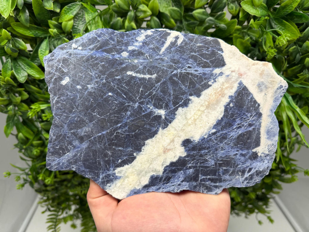 Polished Sodalite Slice – Natural Blue Crystal Slab, Home Decor Accent