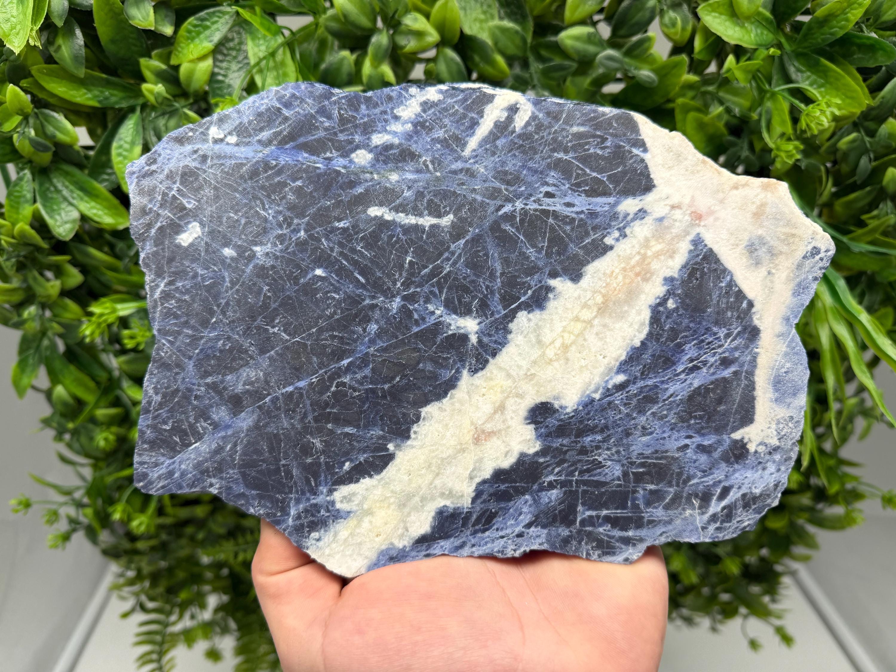 Polished Sodalite Slice – Natural Blue Crystal Slab, Home Decor Accent